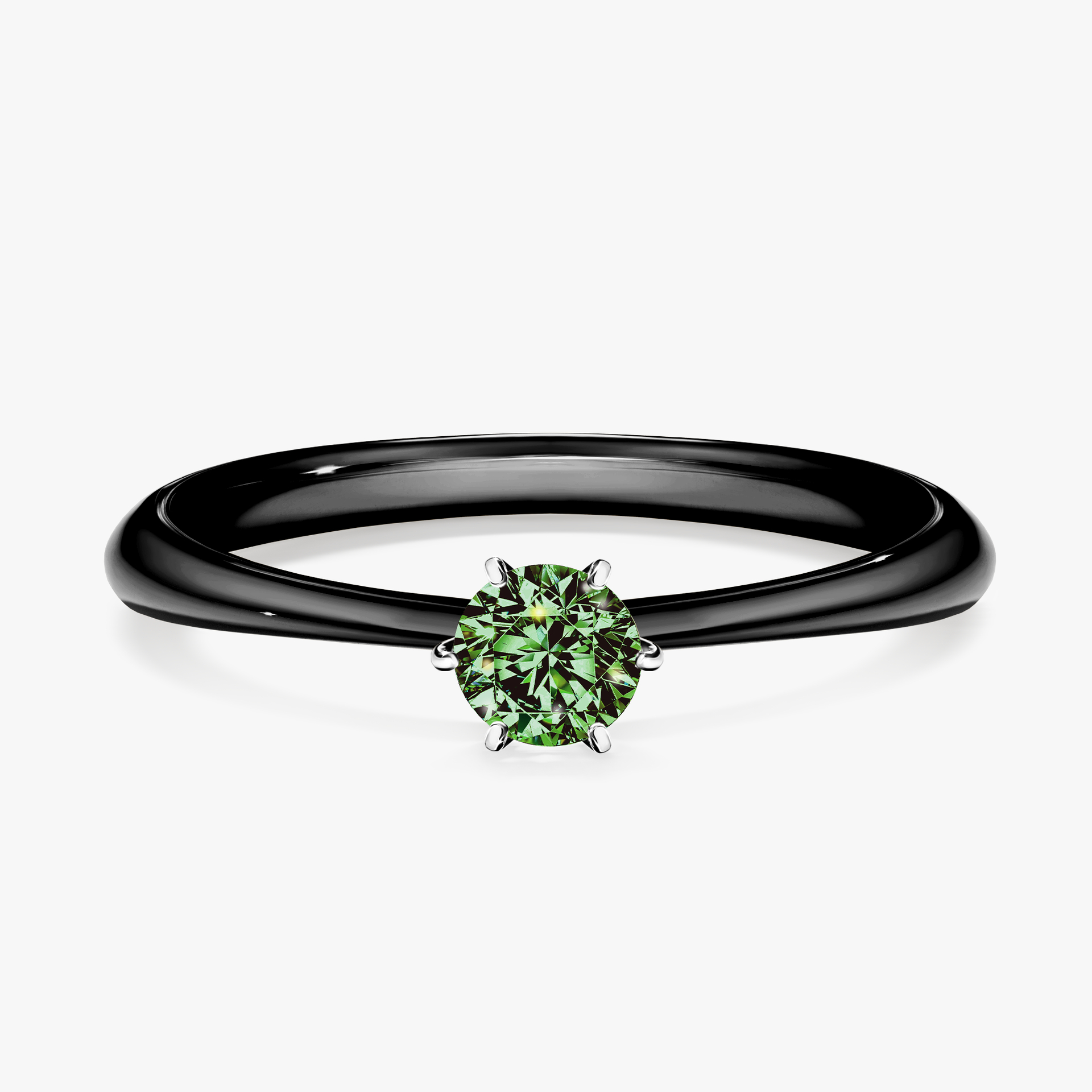 Pierścionek zaręczynowy My Love z czarnego złota z ciemnym zielonym diamentem 0,25ct