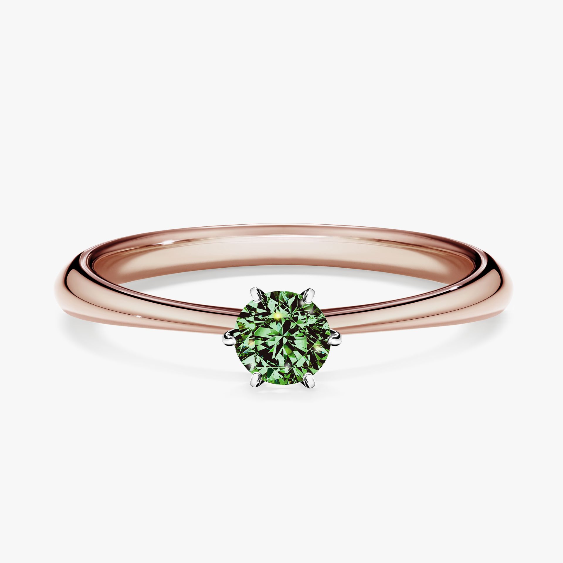 Pierścionek zaręczynowy My Love z różowego złota z ciemnym zielonym diamentem 0,25ct