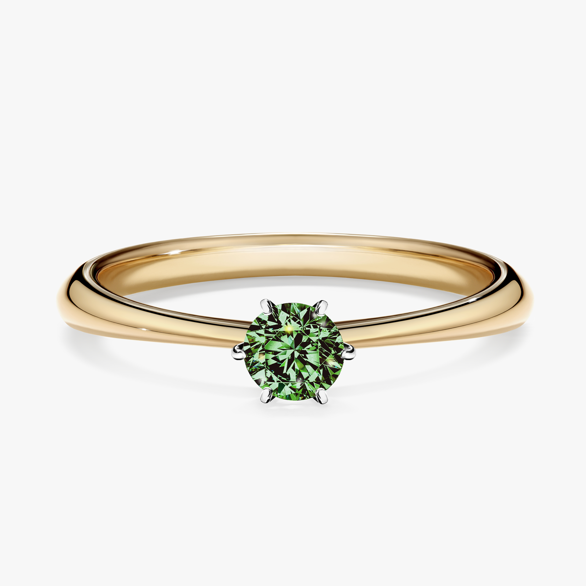 Pierścionek zaręczynowy My Love z żółtego złota z ciemnym zielonym diamentem 0,25ct
