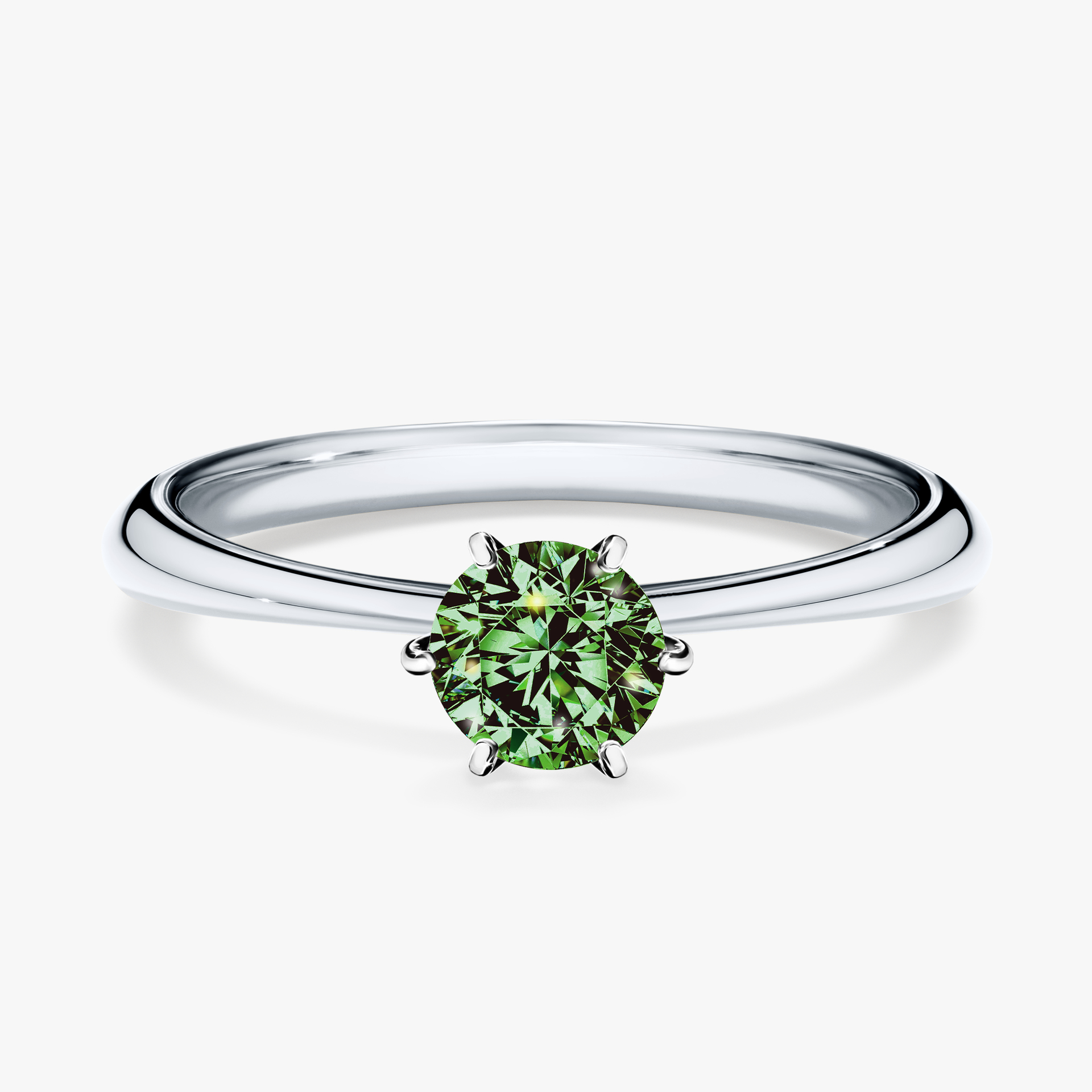 Pierścionek zaręczynowy My Love z białego złota z ciemnym zielonym diamentem 0,50ct