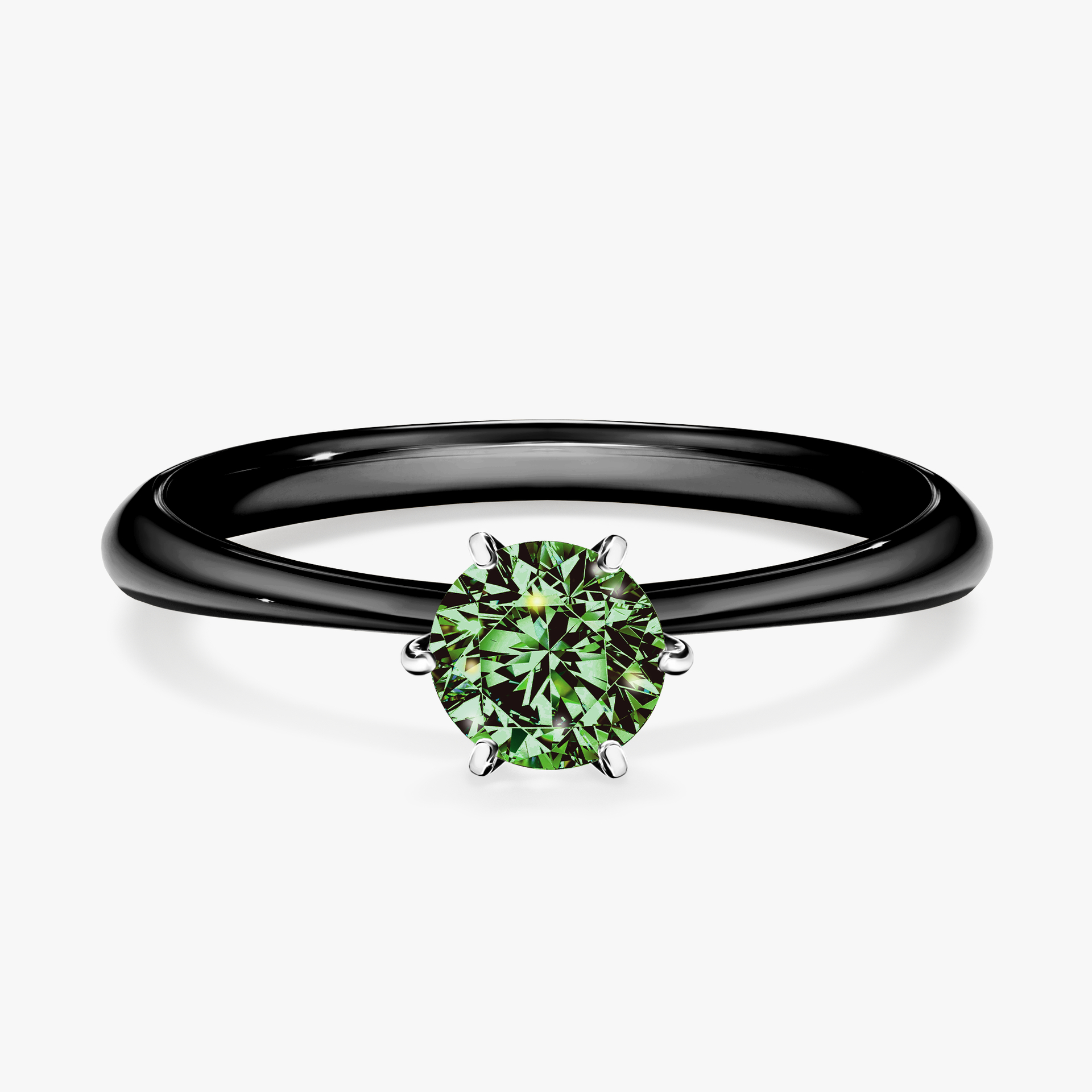 Pierścionek zaręczynowy My Love z czarnego złota z ciemnym zielonym diamentem 0,50ct