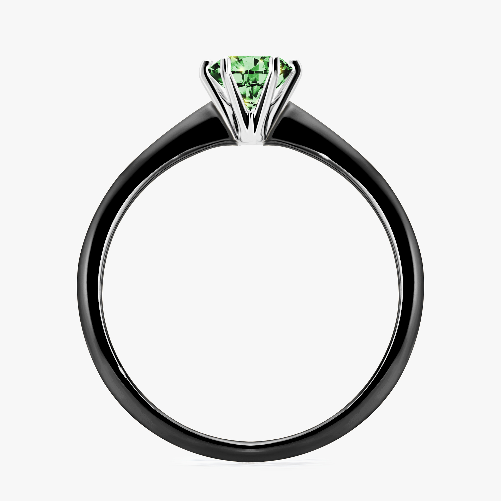 Pierścionek zaręczynowy My Love z czarnego złota z ciemnym zielonym diamentem 0,50ct