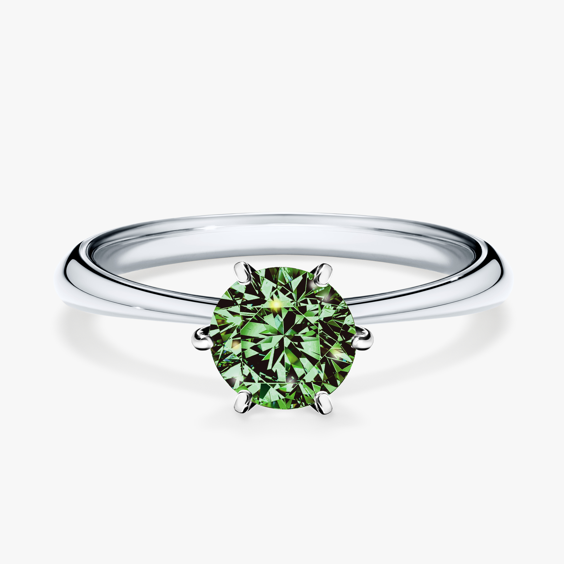 Pierścionek zaręczynowy My Love z białego złota z ciemnym zielonym diamentem 0,80ct