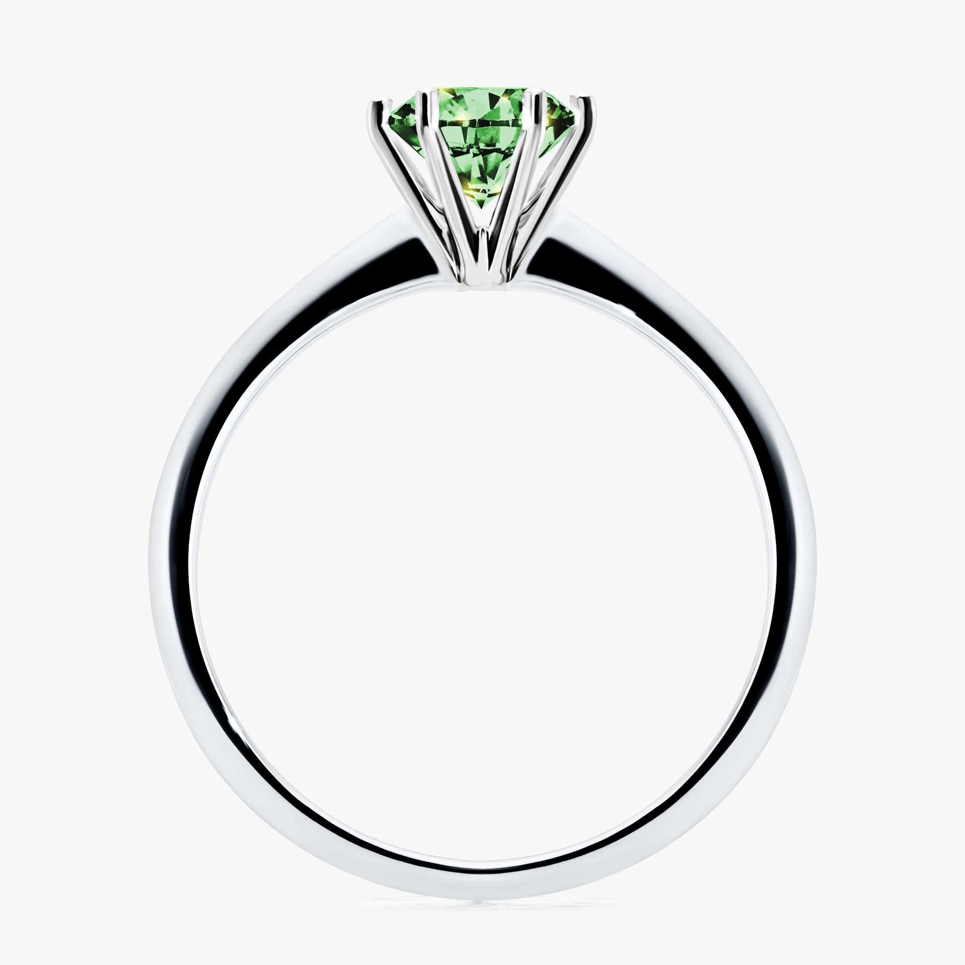 Pierścionek zaręczynowy My Love z białego złota z ciemnym zielonym diamentem 0,80ct