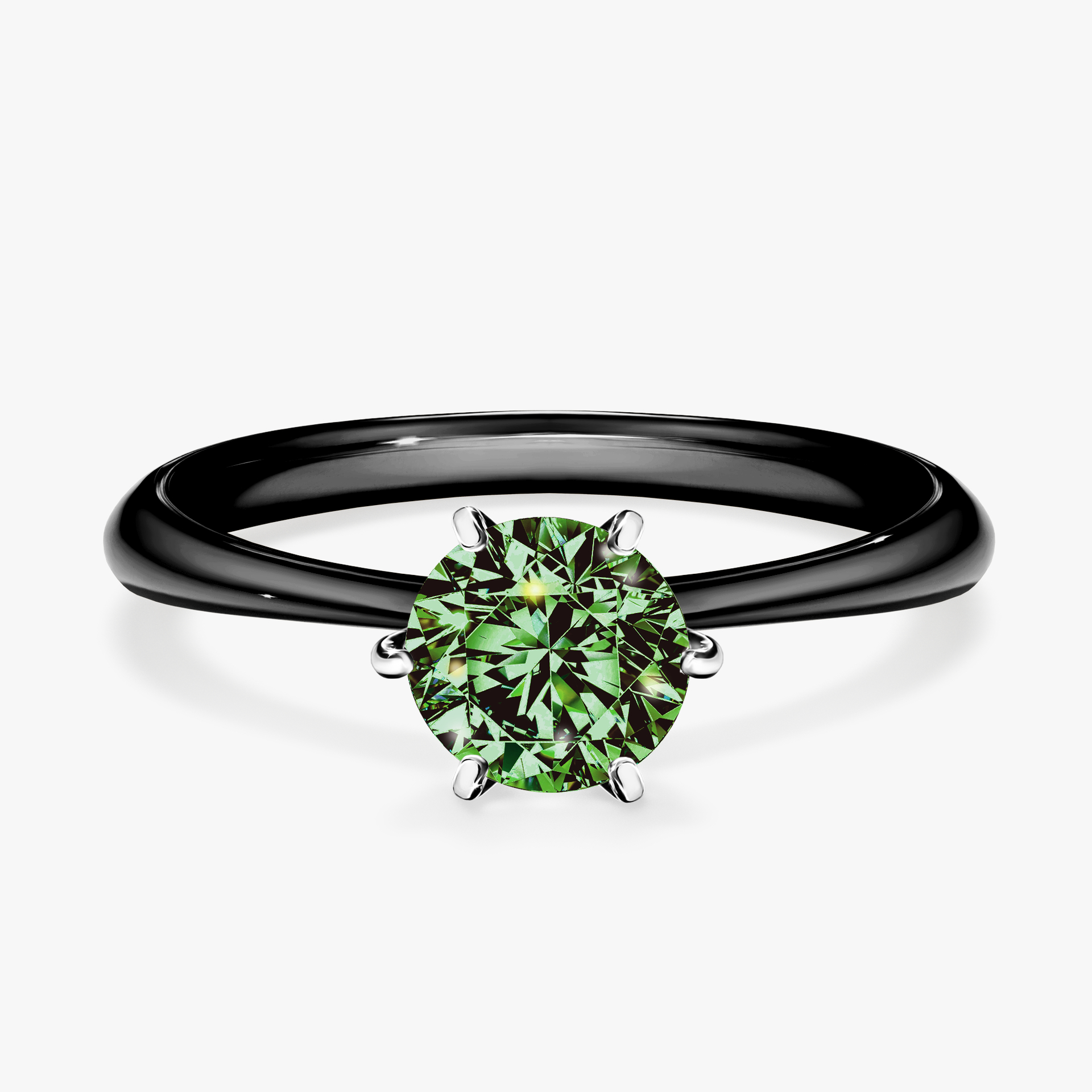 Pierścionek zaręczynowy My Love z czarnego złota z ciemnym zielonym diamentem 0,80ct