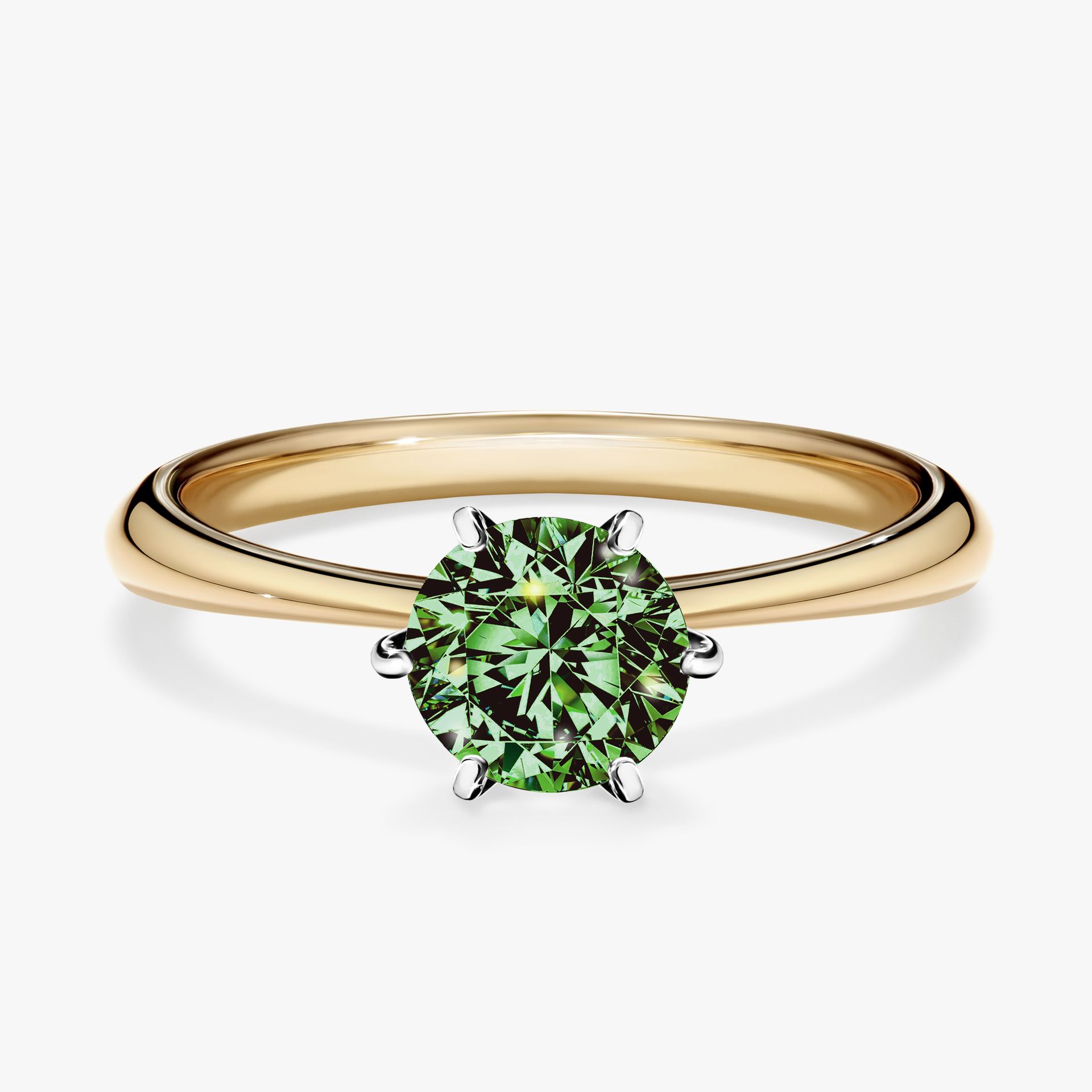Pierścionek zaręczynowy My Love z żółtego złota z ciemnym zielonym diamentem 0,80ct