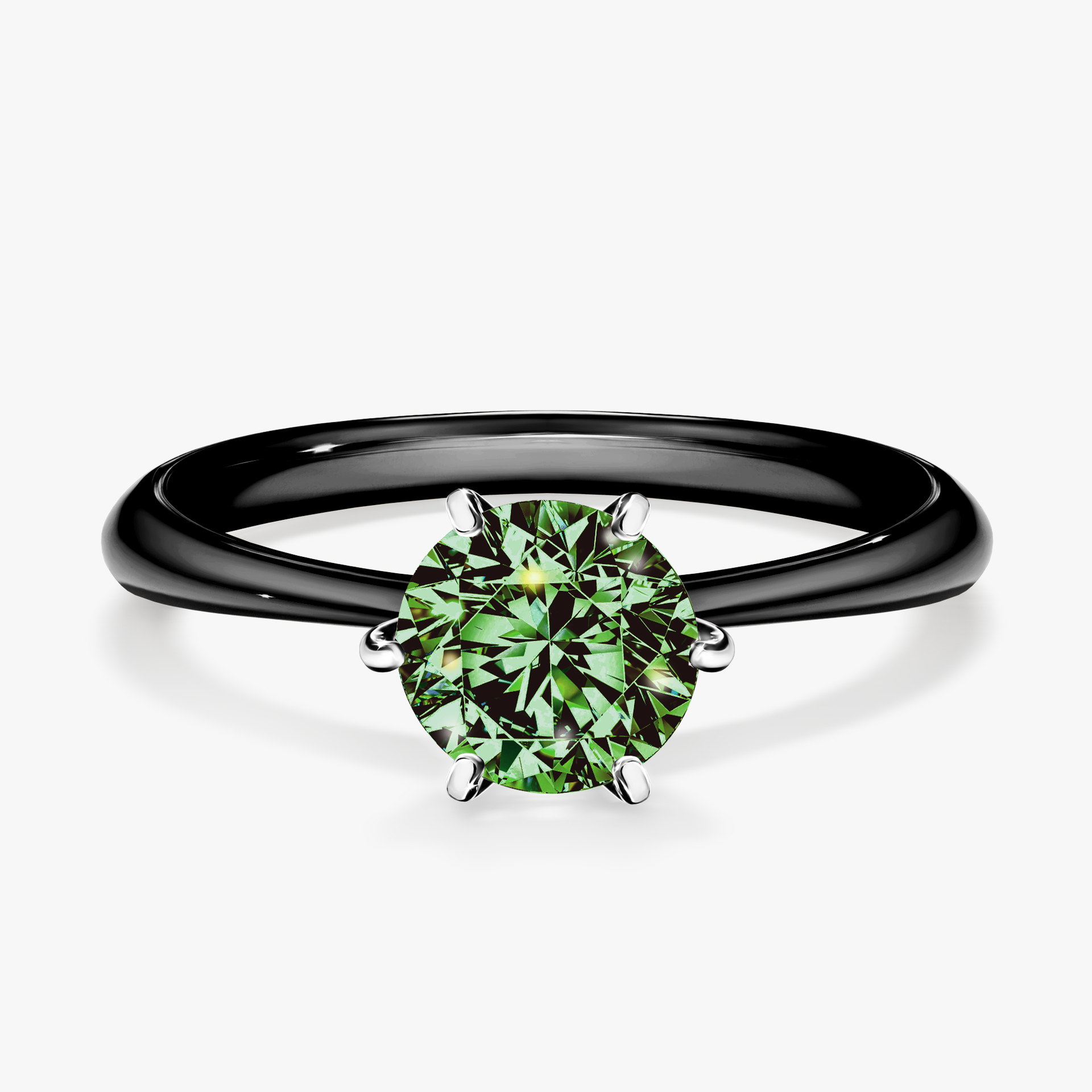 Pierścionek zaręczynowy My Love z czarnego złota z ciemnym zielonym diamentem 1,00ct