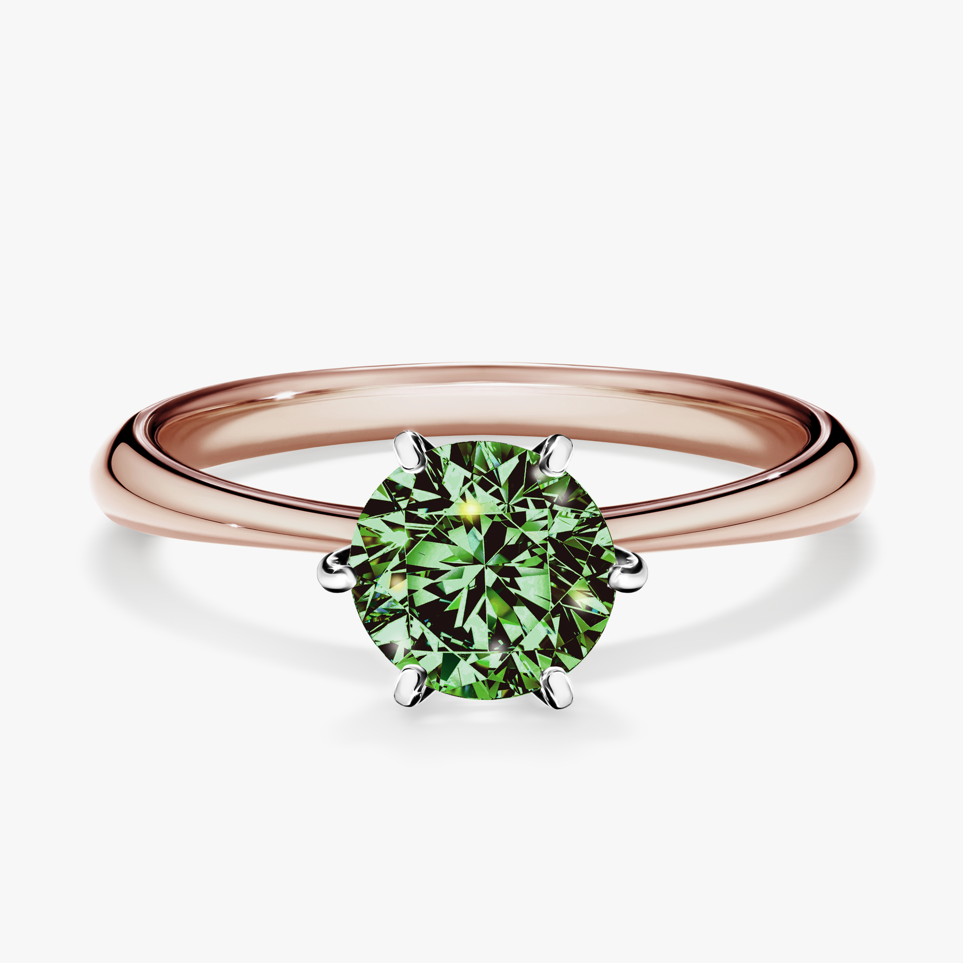 Pierścionek zaręczynowy My Love z różowego złota z ciemnym zielonym diamentem 1,00ct