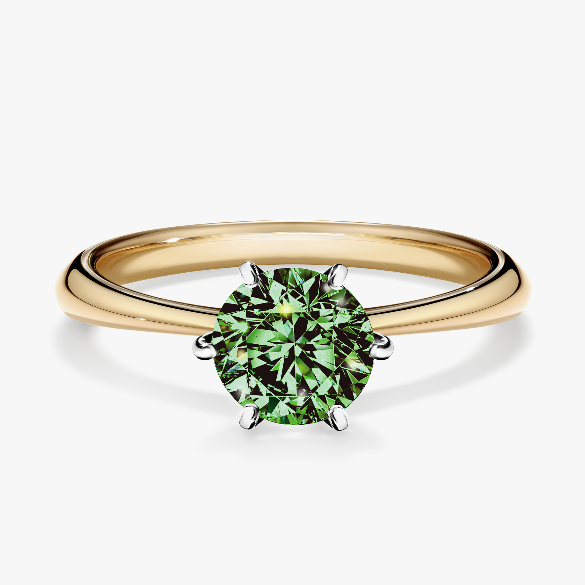 Pierścionek zaręczynowy My Love z żółtego złota z ciemnym zielonym diamentem 1,00ct