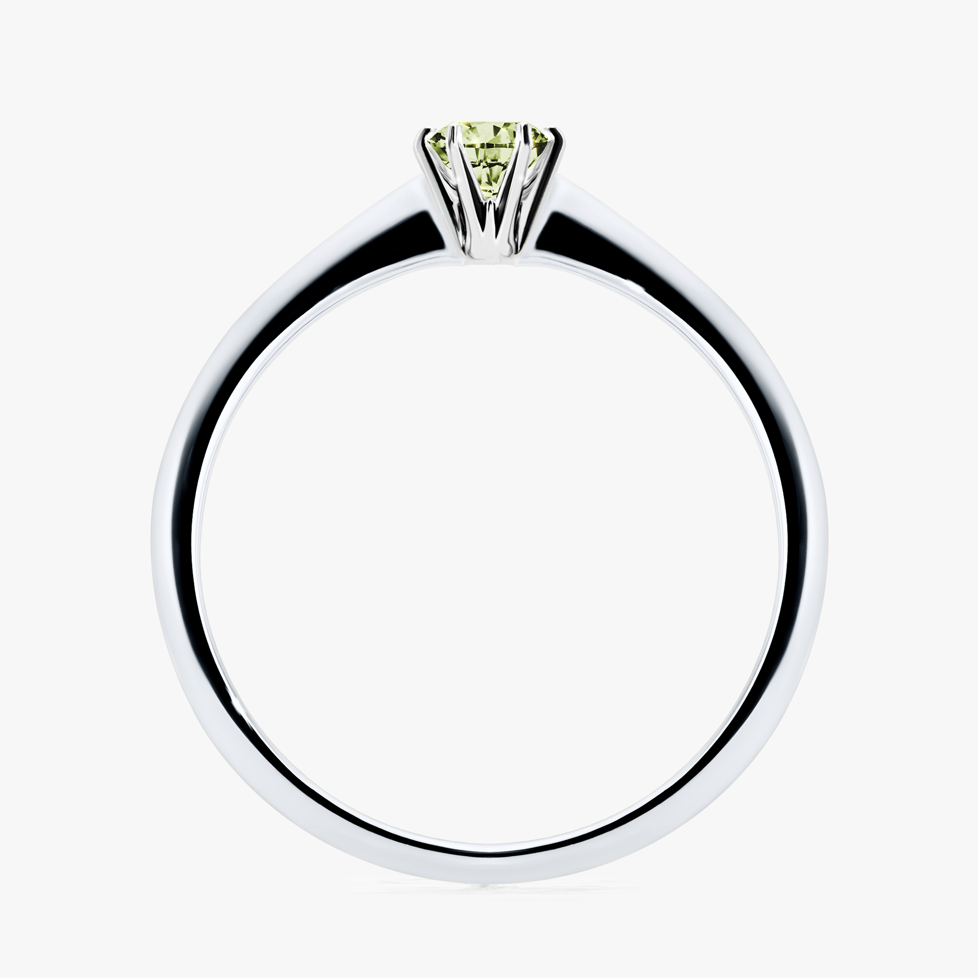 Pierścionek zaręczynowy My Love z białego złota z jasnym zielonym diamentem 0,17ct
