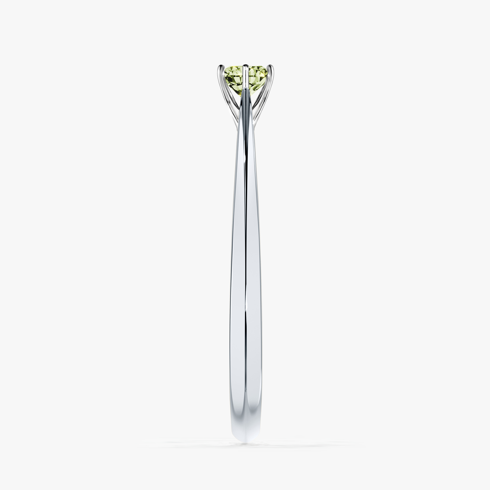 Pierścionek zaręczynowy My Love z białego złota z jasnym zielonym diamentem 0,17ct
