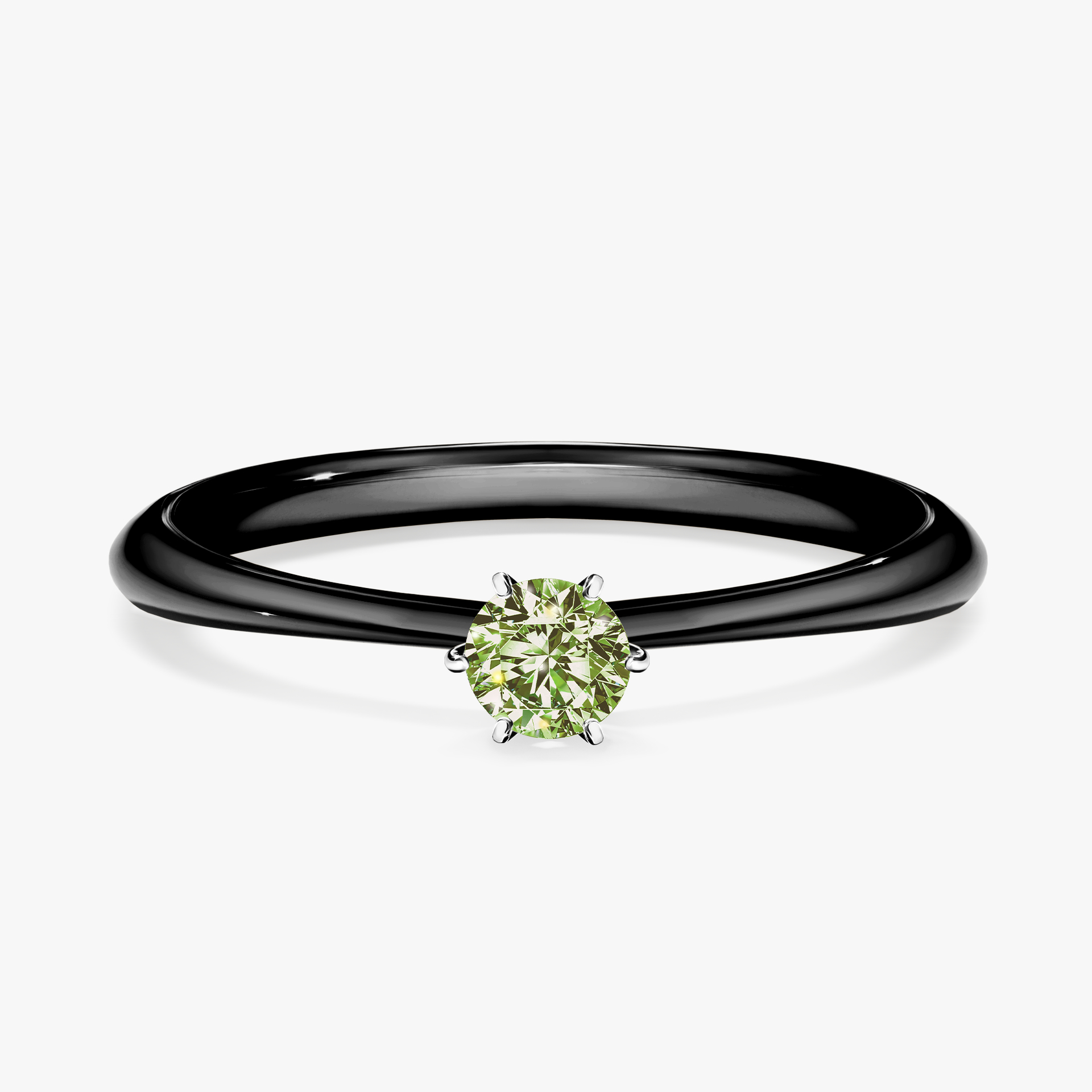 Pierścionek zaręczynowy My Love z czarnego złota z jasnym zielonym diamentem 0,17ct
