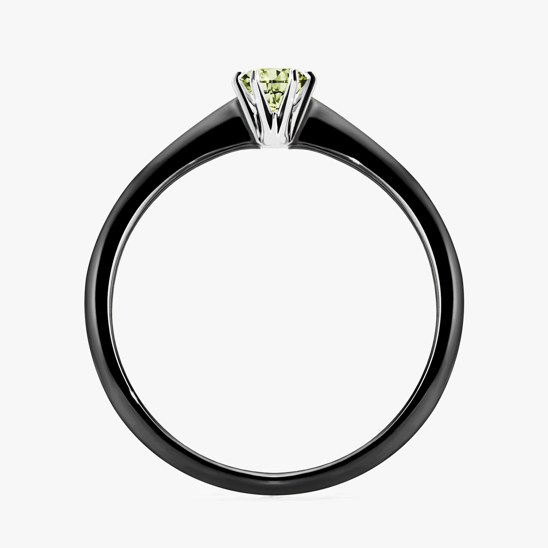 Pierścionek zaręczynowy My Love z czarnego złota z jasnym zielonym diamentem 0,17ct