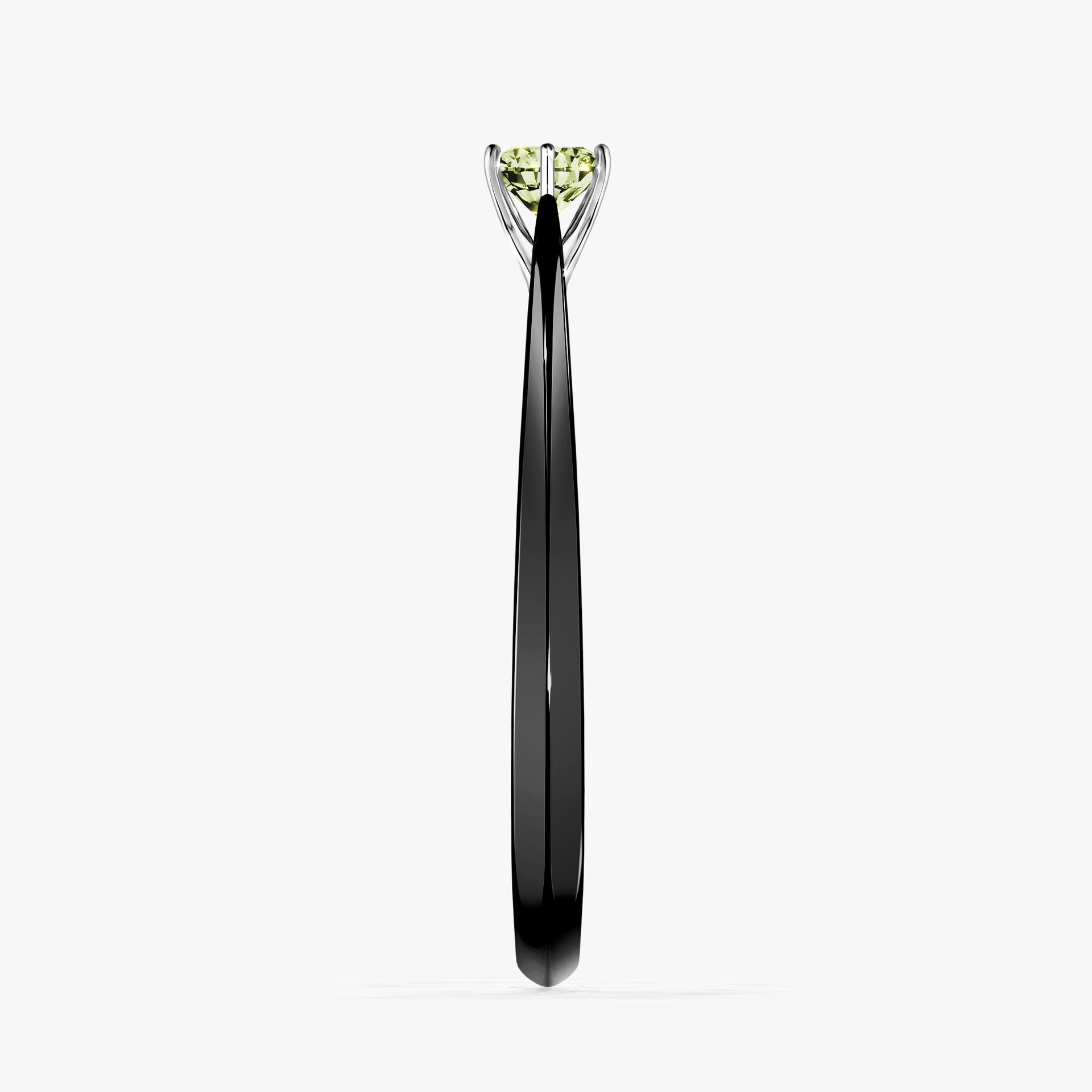 Pierścionek zaręczynowy My Love z czarnego złota z jasnym zielonym diamentem 0,17ct