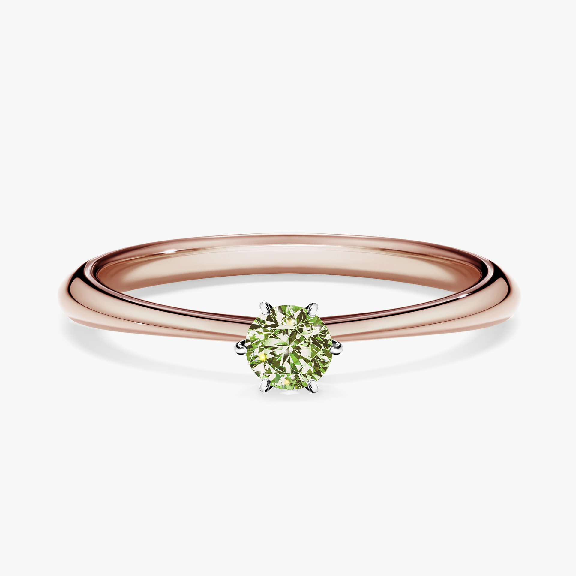 Pierścionek zaręczynowy My Love z różowego złota z jasnym zielonym diamentem 0,17ct