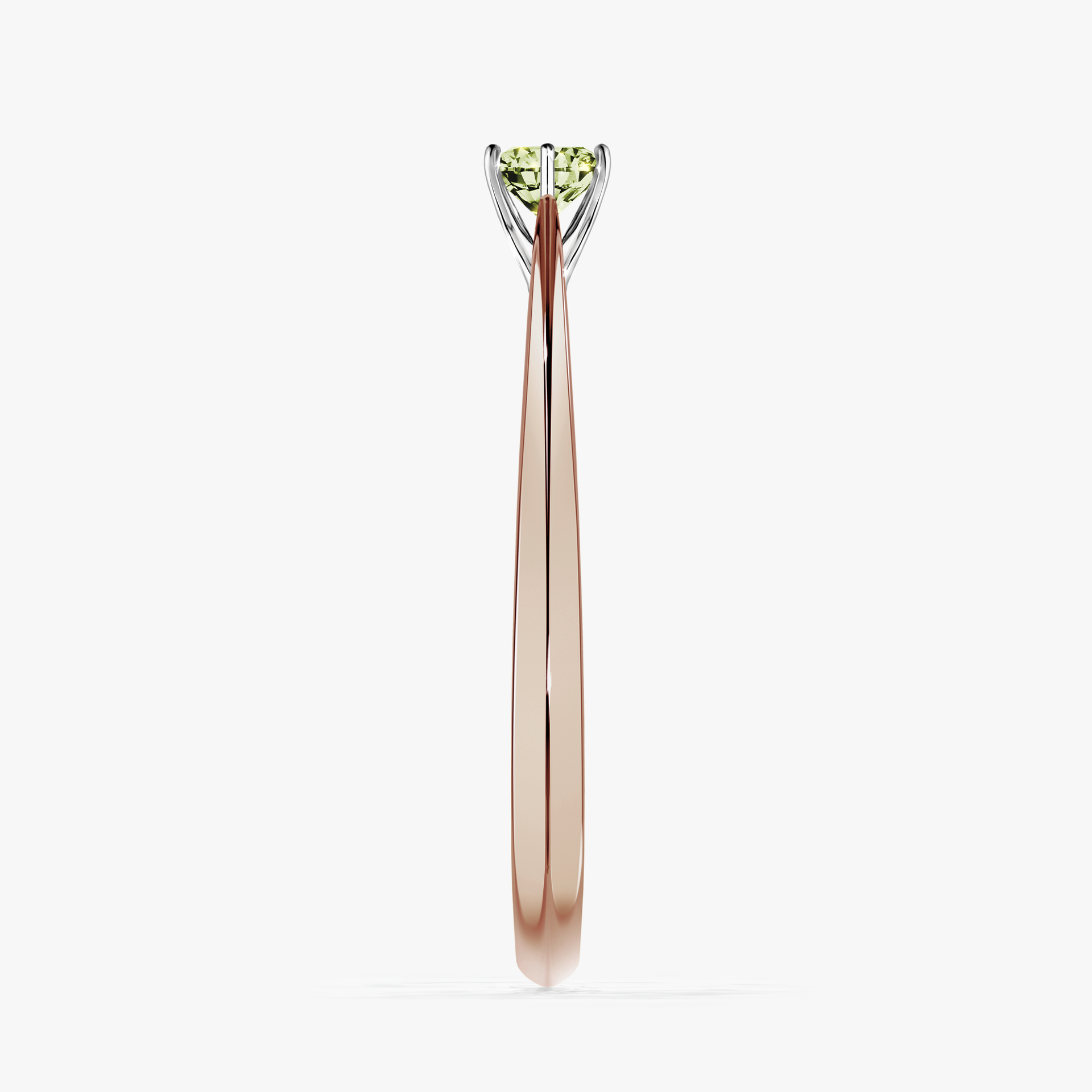 Pierścionek zaręczynowy My Love z różowego złota z jasnym zielonym diamentem 0,17ct
