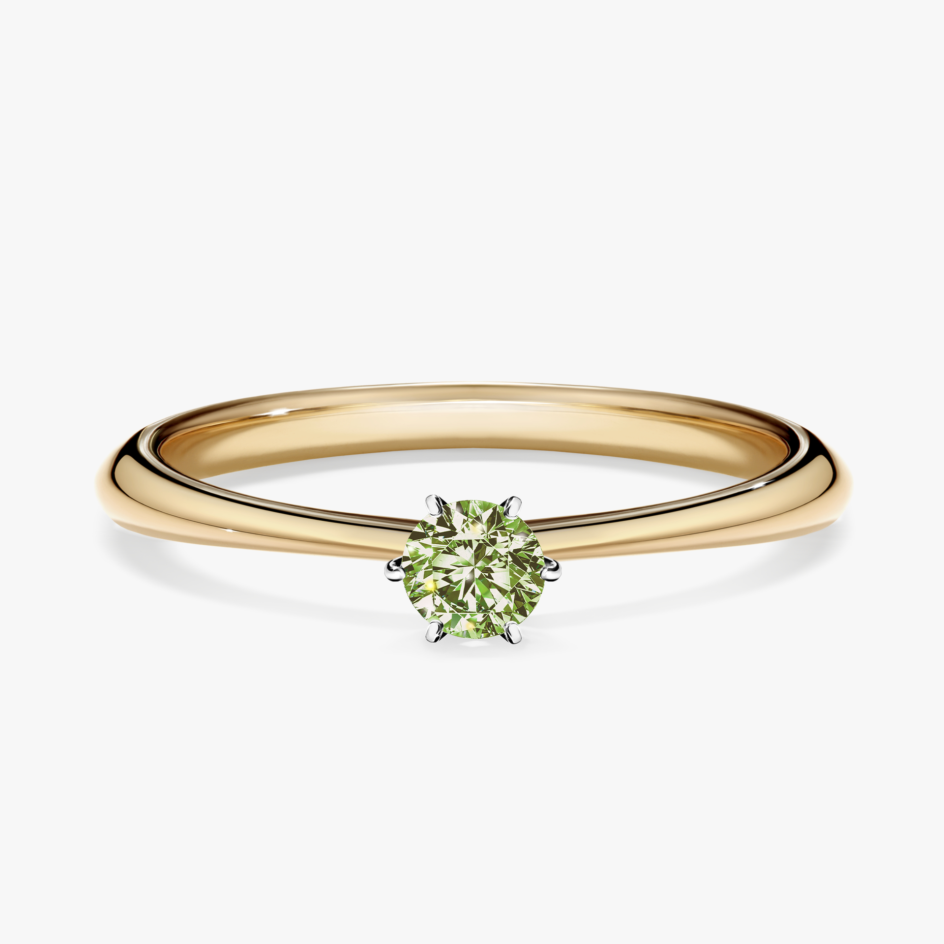 Pierścionek zaręczynowy My Love z żółtego złota z jasnym zielonym diamentem 0,17ct