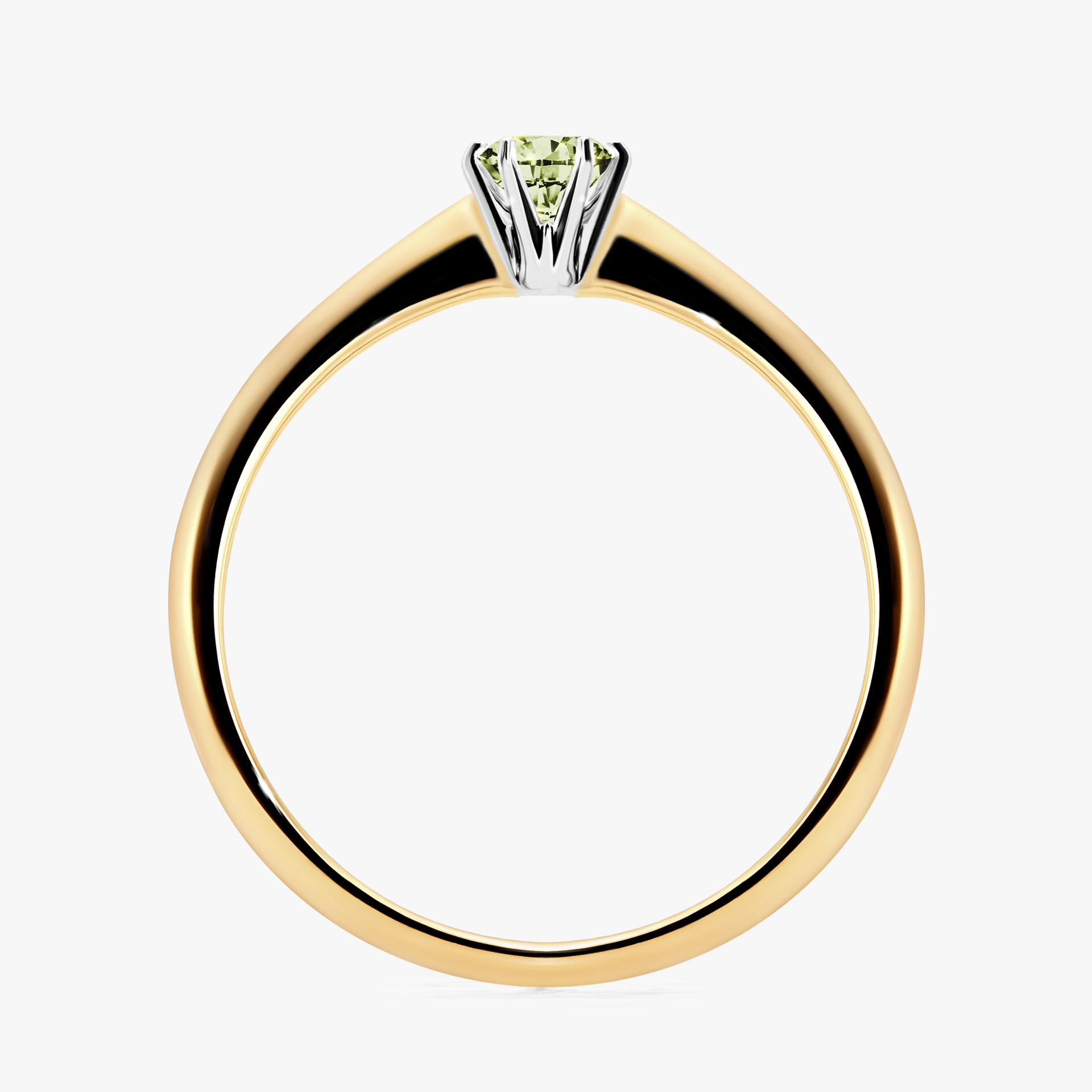 Pierścionek zaręczynowy My Love z żółtego złota z jasnym zielonym diamentem 0,17ct