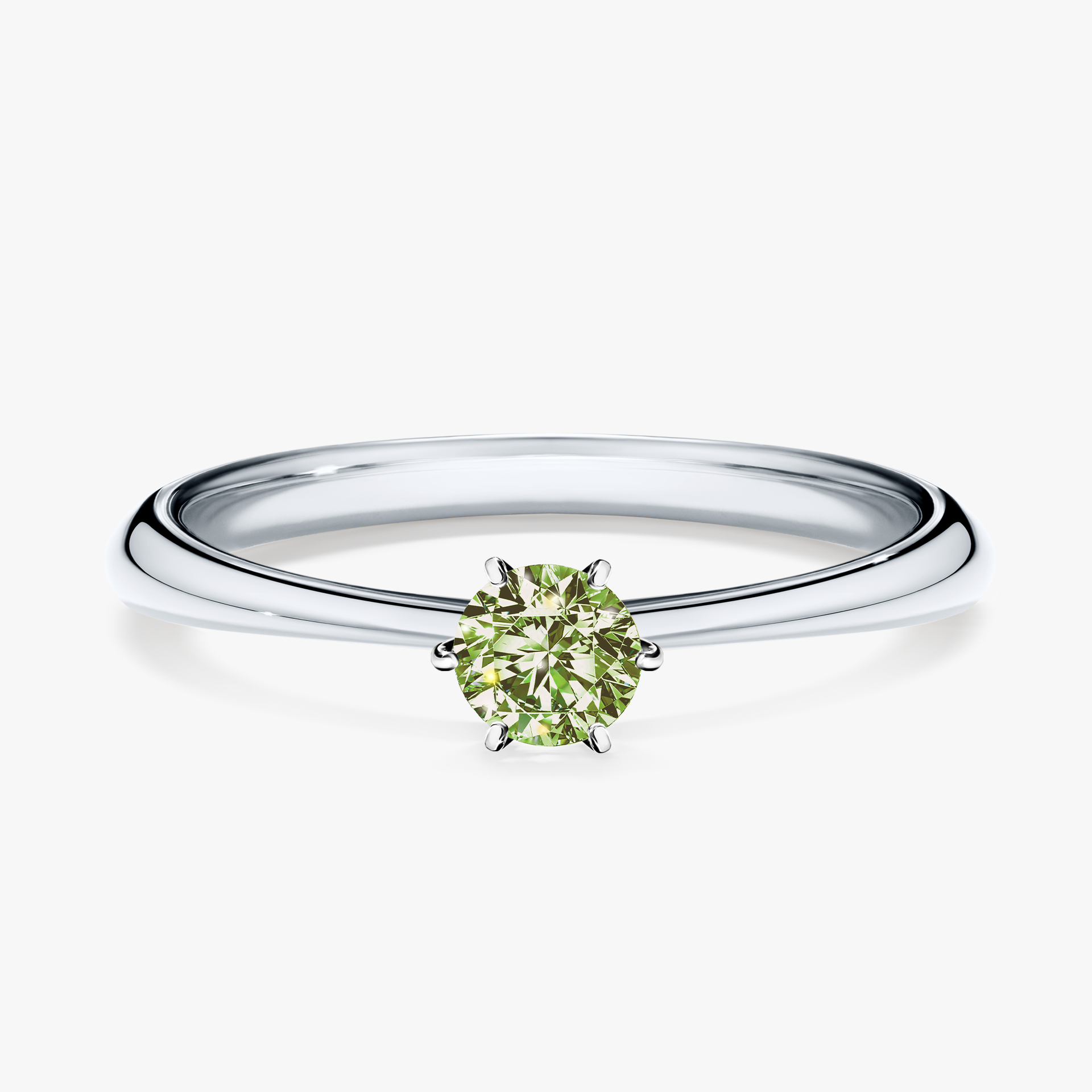 Pierścionek zaręczynowy My Love z białego złota z jasnym zielonym diamentem 0,25ct