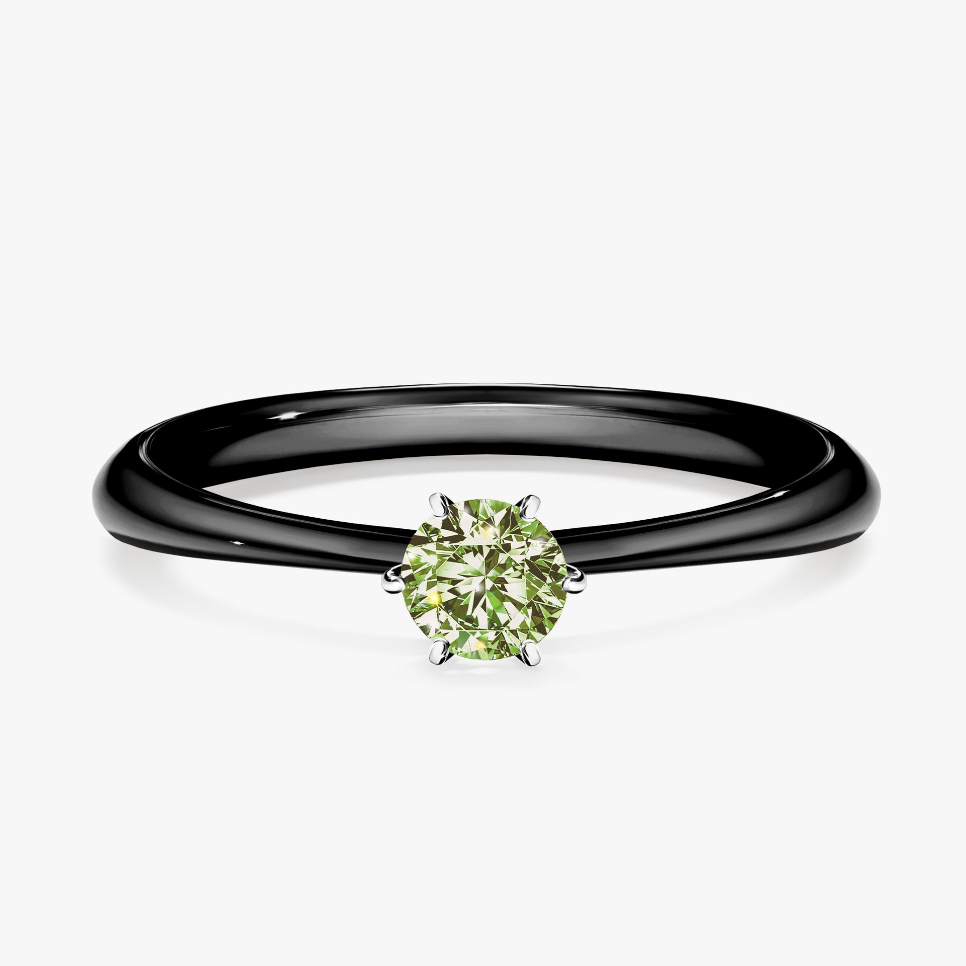 Pierścionek zaręczynowy My Love z czarnego złota z jasnym zielonym diamentem 0,25ct