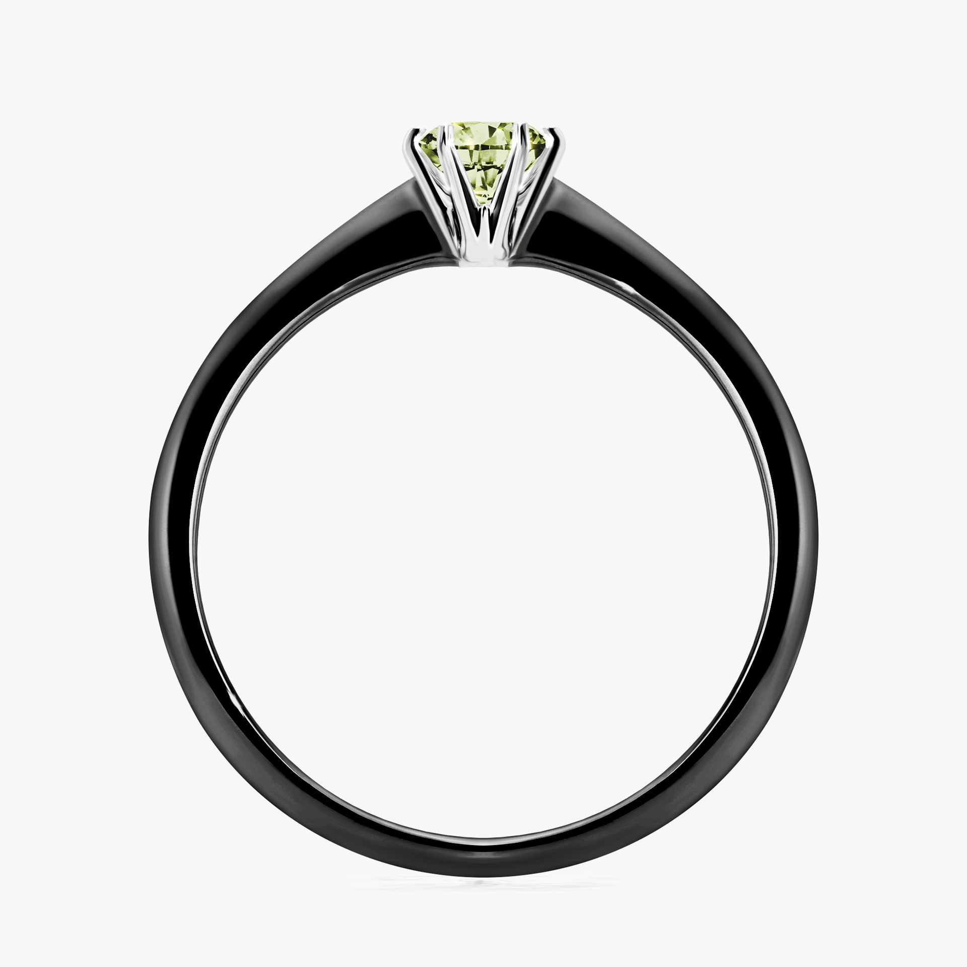 Pierścionek zaręczynowy My Love z czarnego złota z jasnym zielonym diamentem 0,25ct