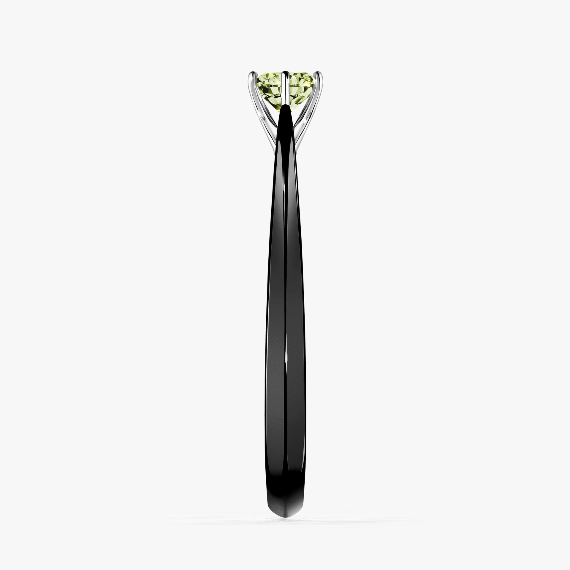 Pierścionek zaręczynowy My Love z czarnego złota z jasnym zielonym diamentem 0,25ct