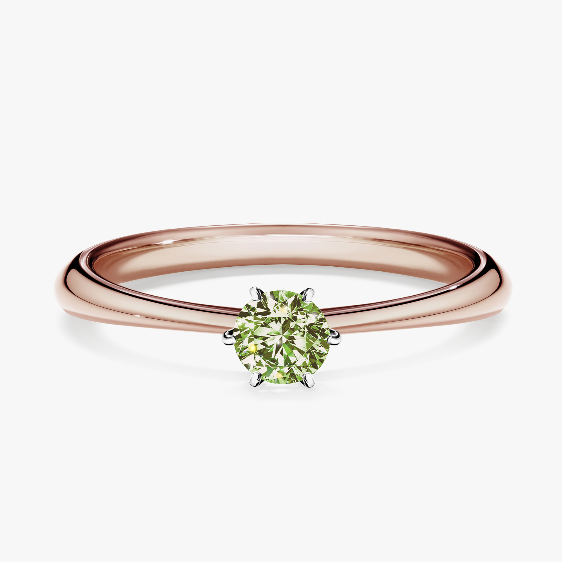 Pierścionek zaręczynowy My Love z różowego złota z jasnym zielonym diamentem 0,25ct