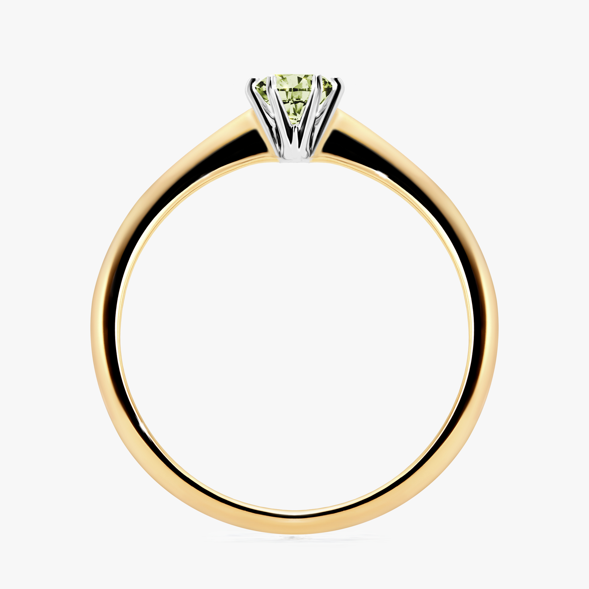 Pierścionek zaręczynowy My Love z żółtego złota z jasnym zielonym diamentem 0,25ct