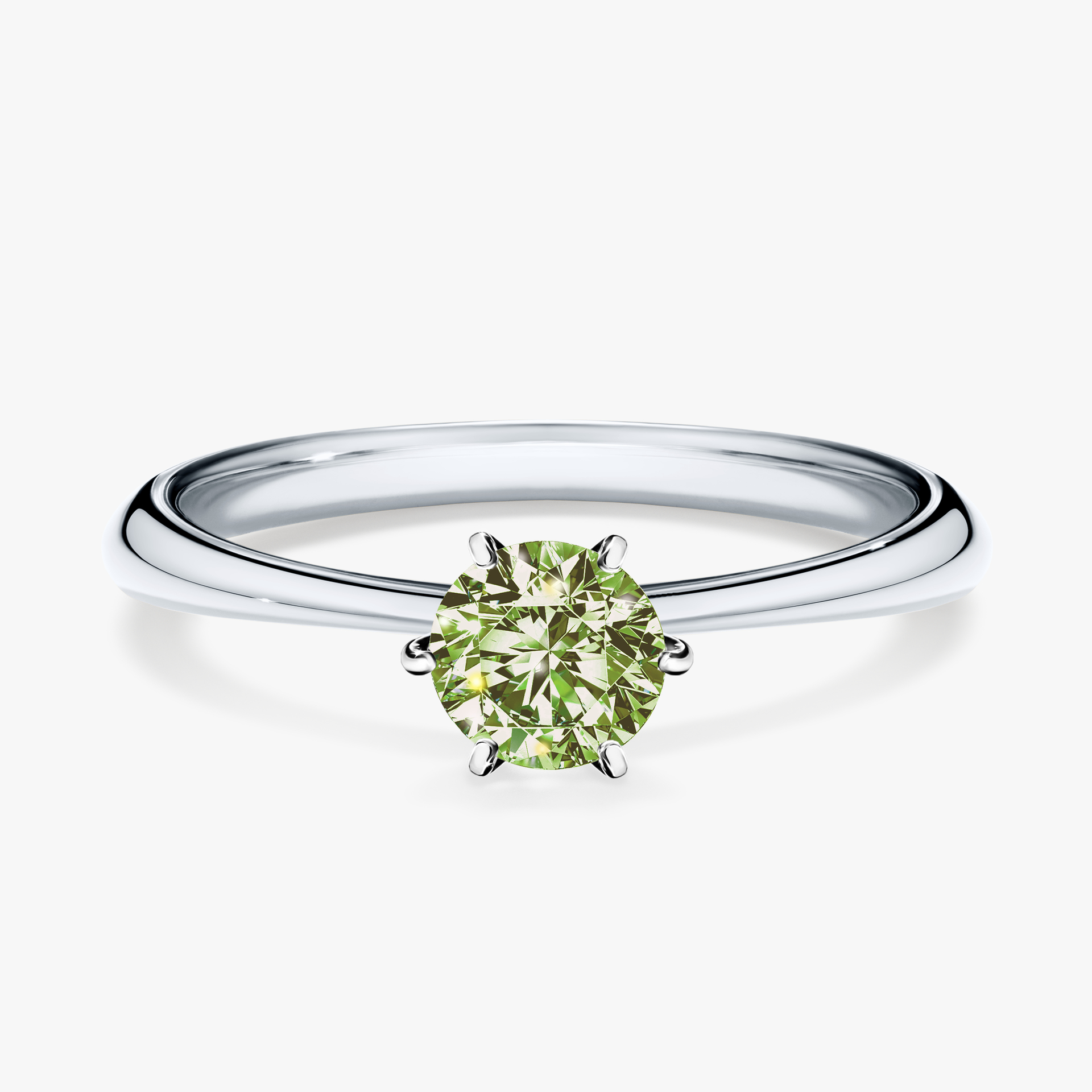 Pierścionek zaręczynowy My Love z białego złota z jasnym zielonym diamentem 0,50ct