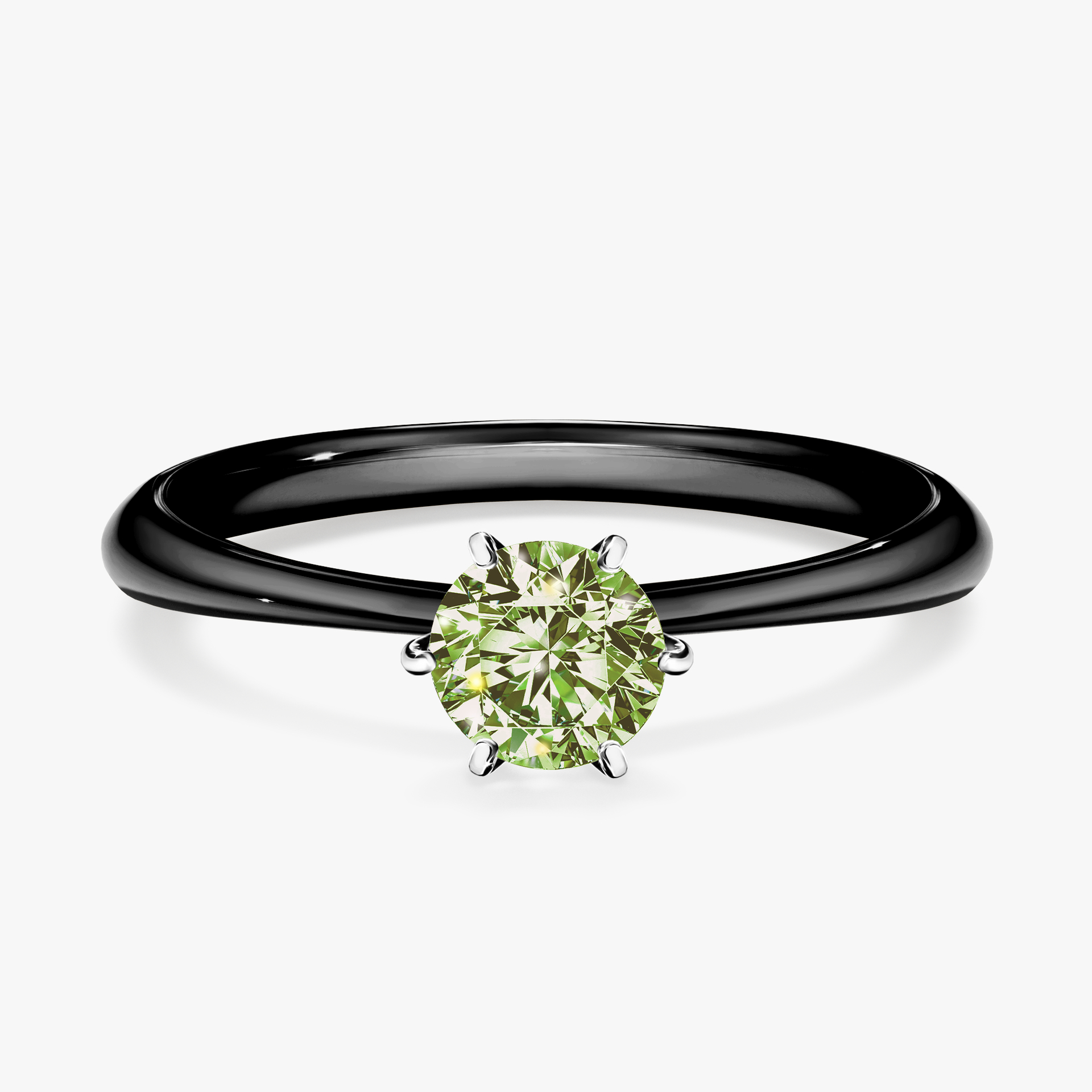 Pierścionek zaręczynowy My Love z czarnego złota z jasnym zielonym diamentem 0,50ct