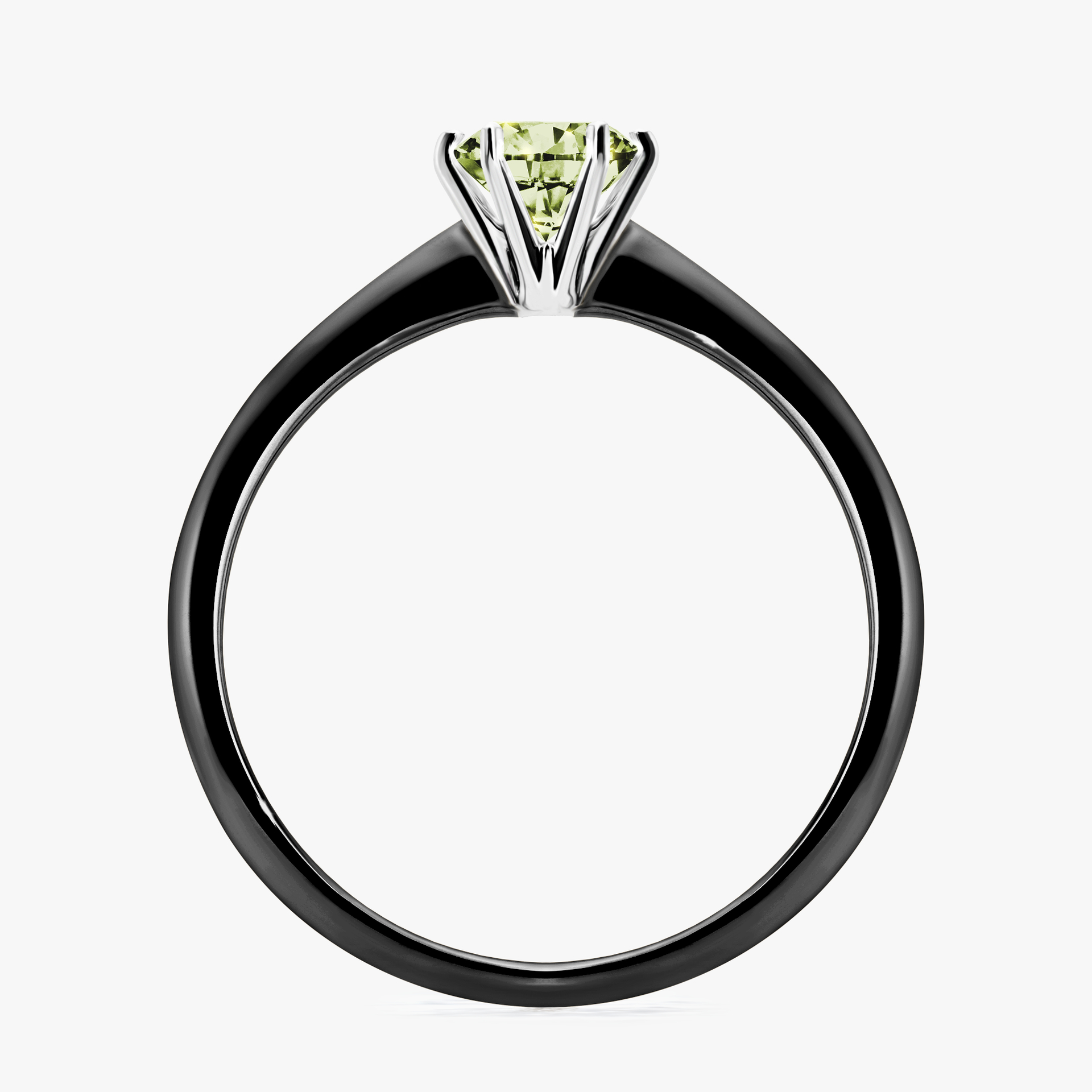 Pierścionek zaręczynowy My Love z czarnego złota z jasnym zielonym diamentem 0,50ct
