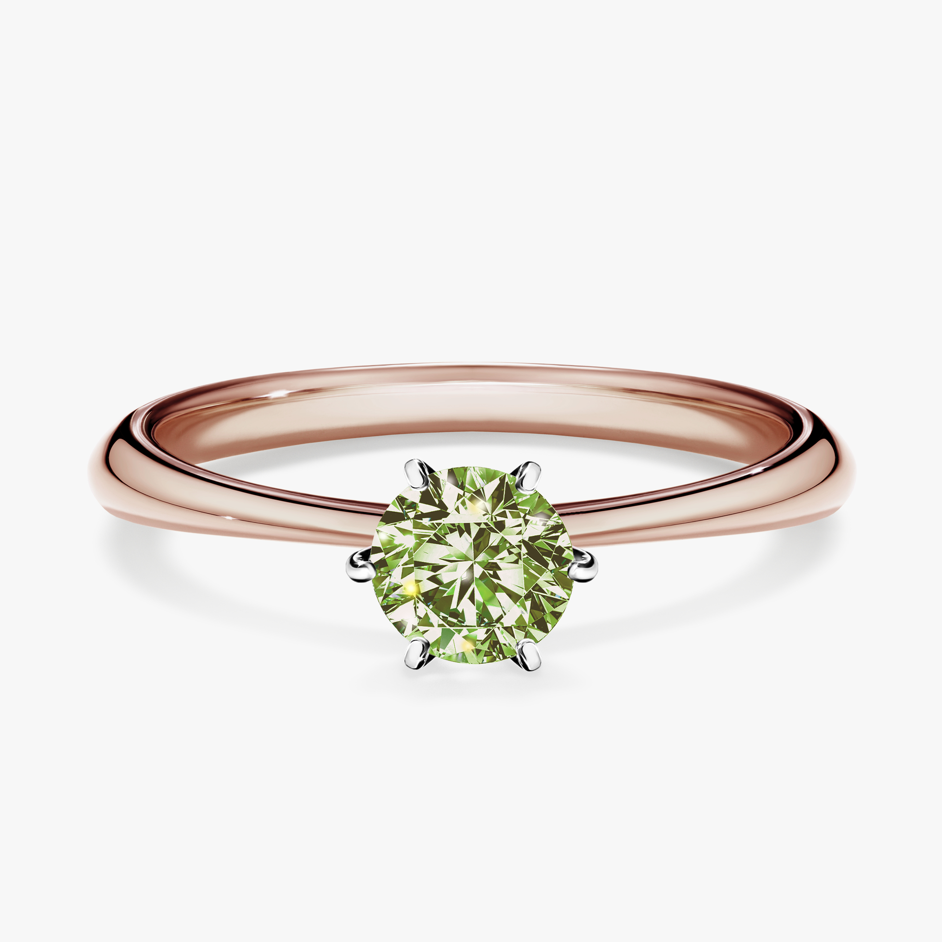 Pierścionek zaręczynowy My Love z różowego złota z jasnym zielonym diamentem 0,50ct