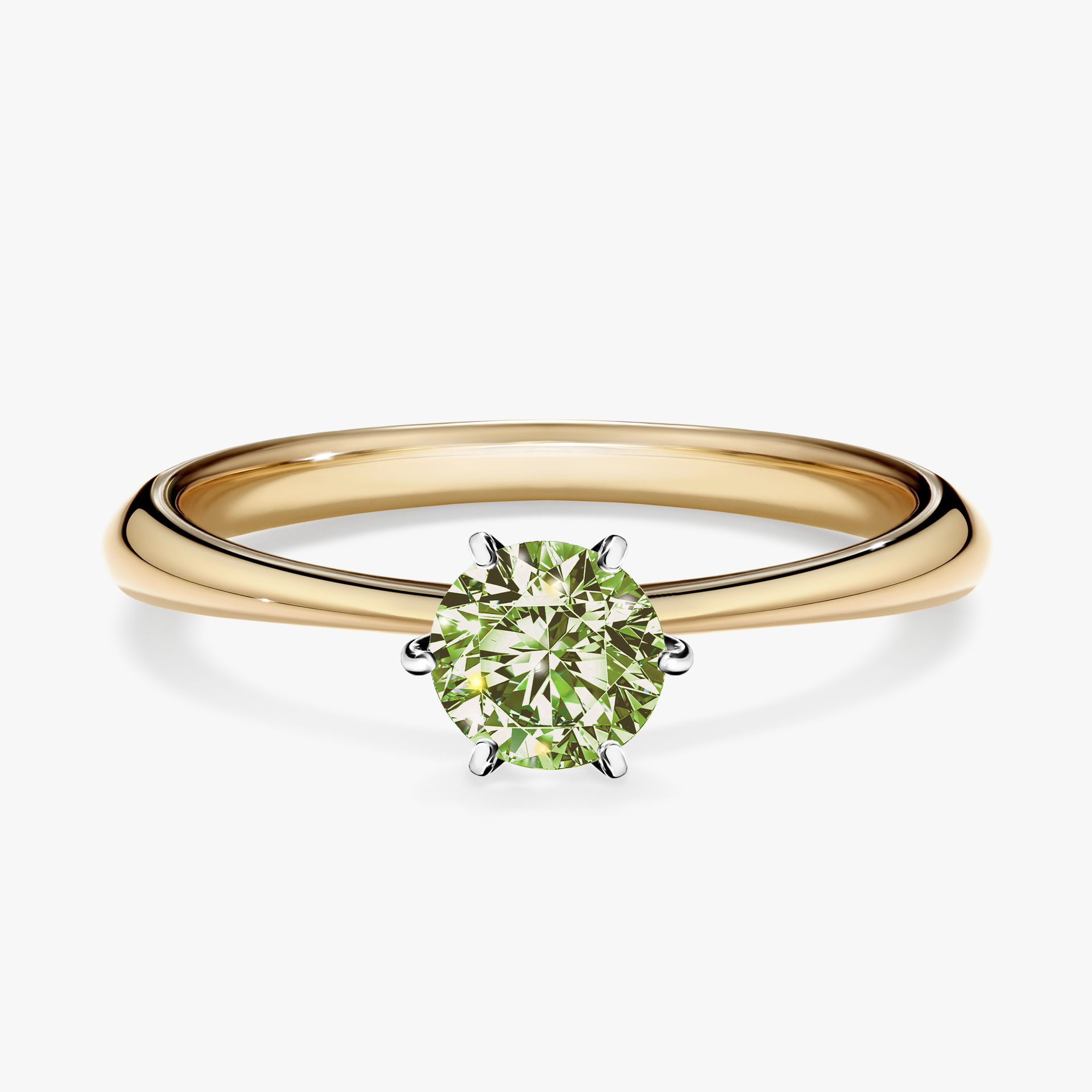 Pierścionek zaręczynowy My Love z żółtego złota z jasnym zielonym diamentem 0,50ct