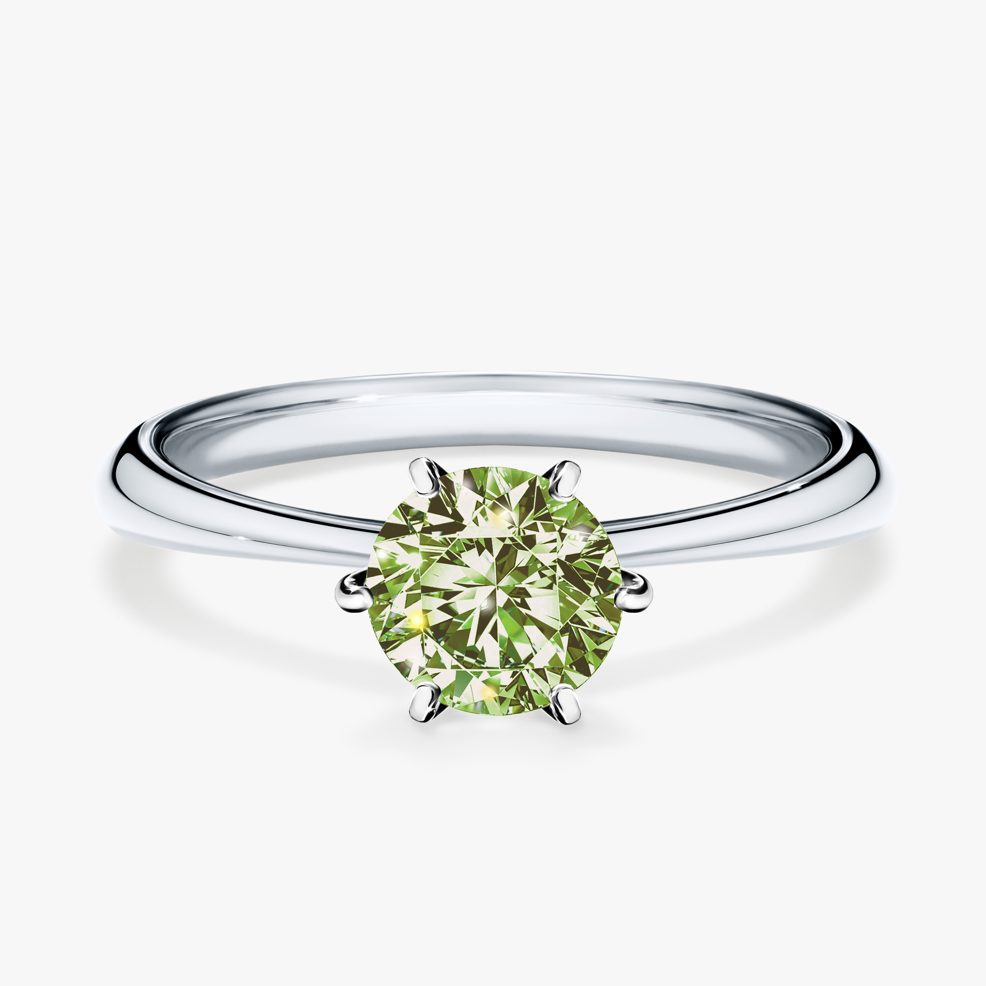 Pierścionek zaręczynowy My Love z białego złota z jasnym zielonym diamentem 0,80ct