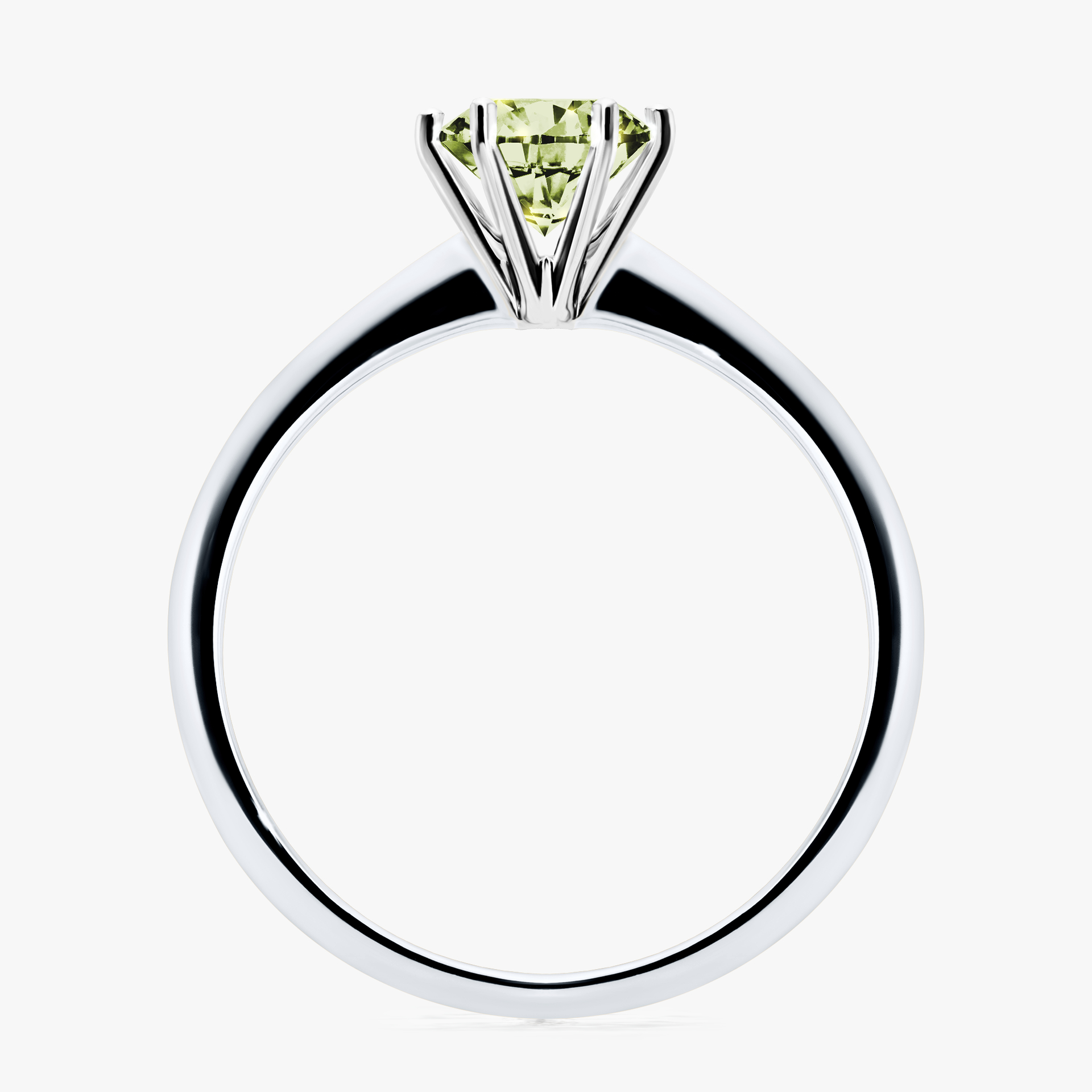 Pierścionek zaręczynowy My Love z białego złota z jasnym zielonym diamentem 0,80ct