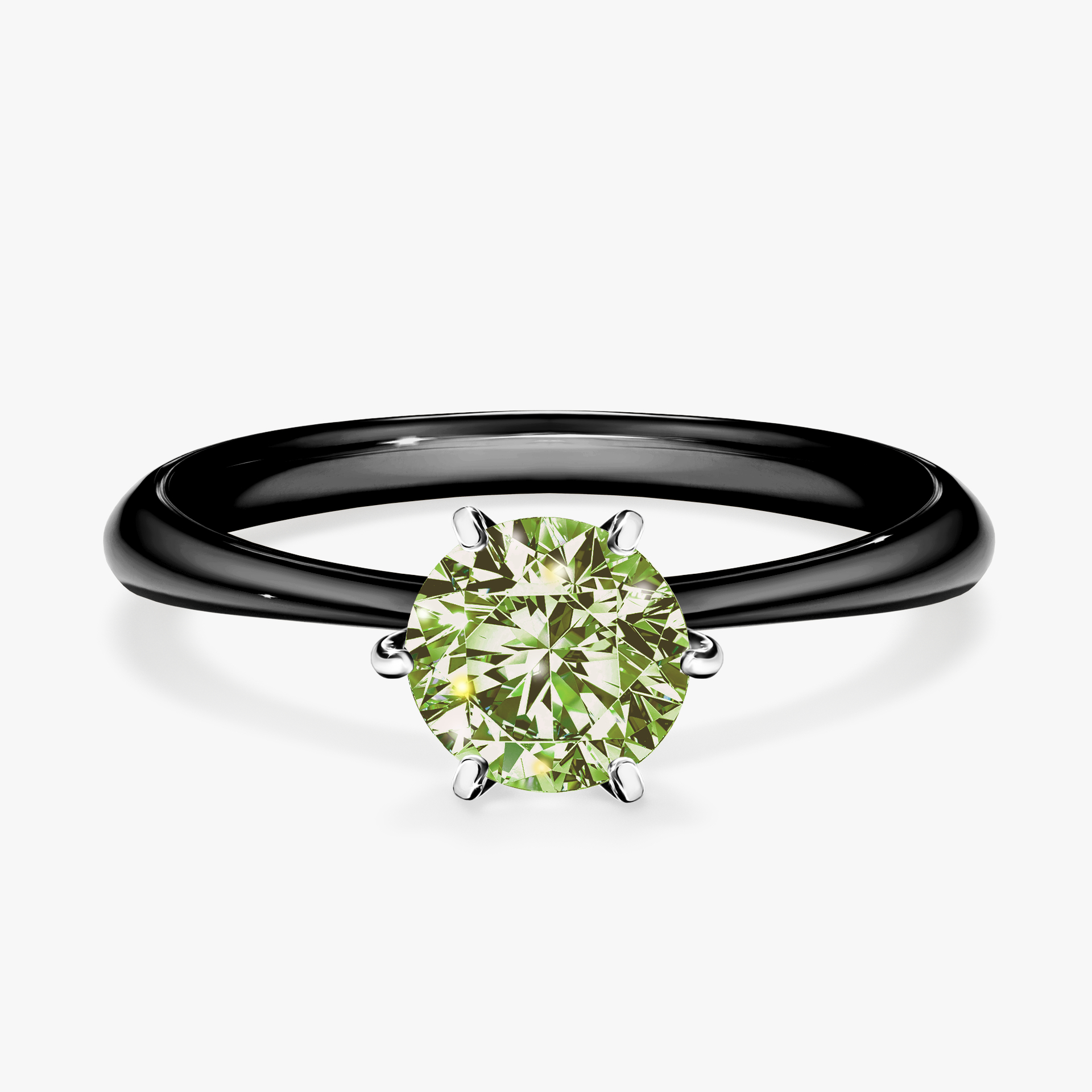Pierścionek zaręczynowy My Love z czarnego złota z jasnym zielonym diamentem 0,80ct