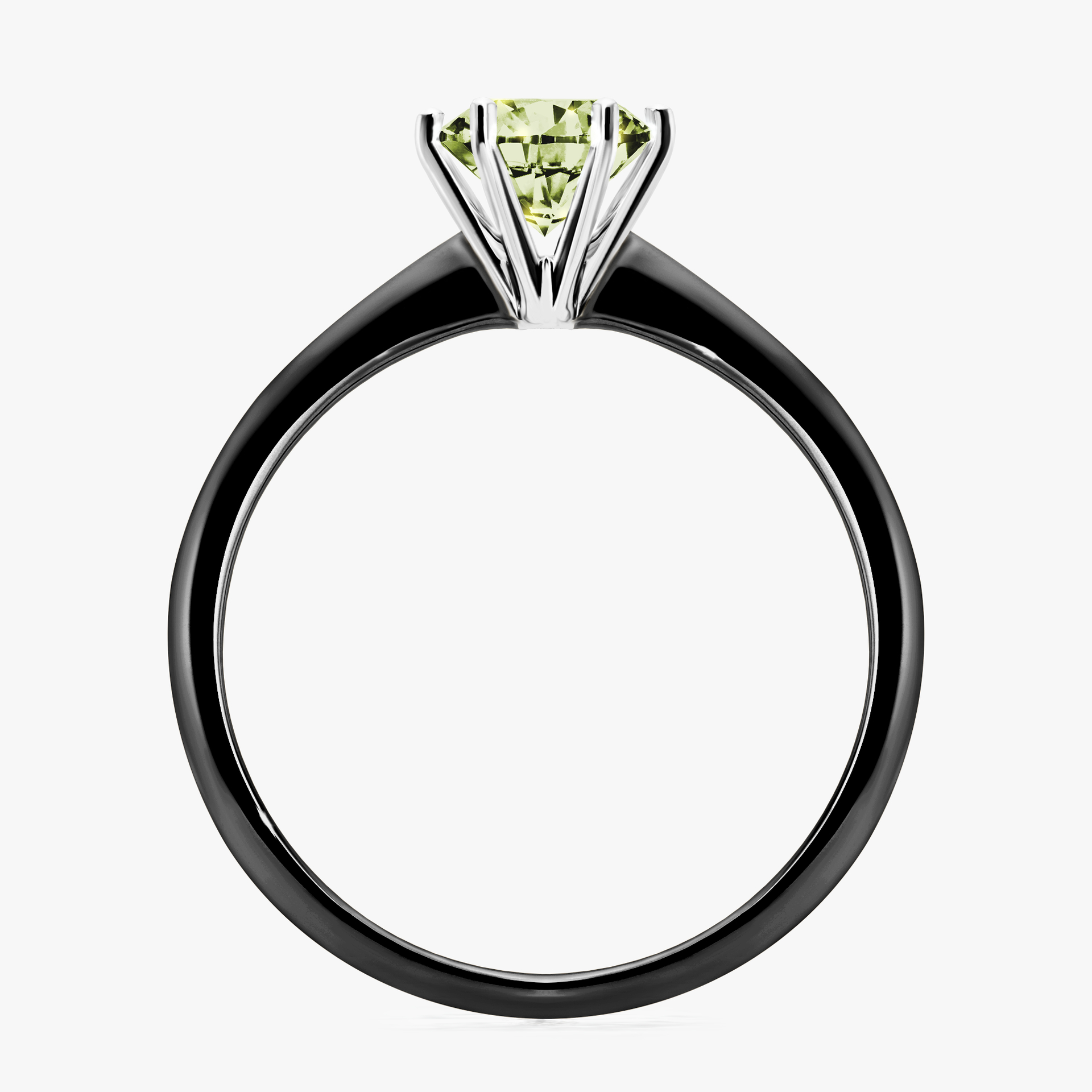 Pierścionek zaręczynowy My Love z czarnego złota z jasnym zielonym diamentem 0,80ct