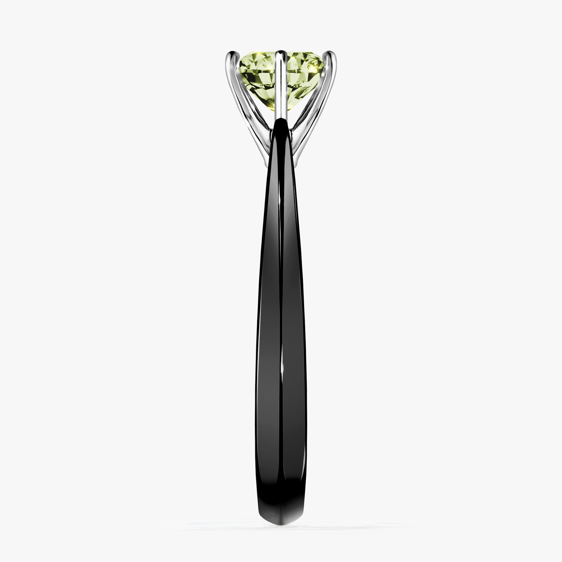 Pierścionek zaręczynowy My Love z czarnego złota z jasnym zielonym diamentem 0,80ct