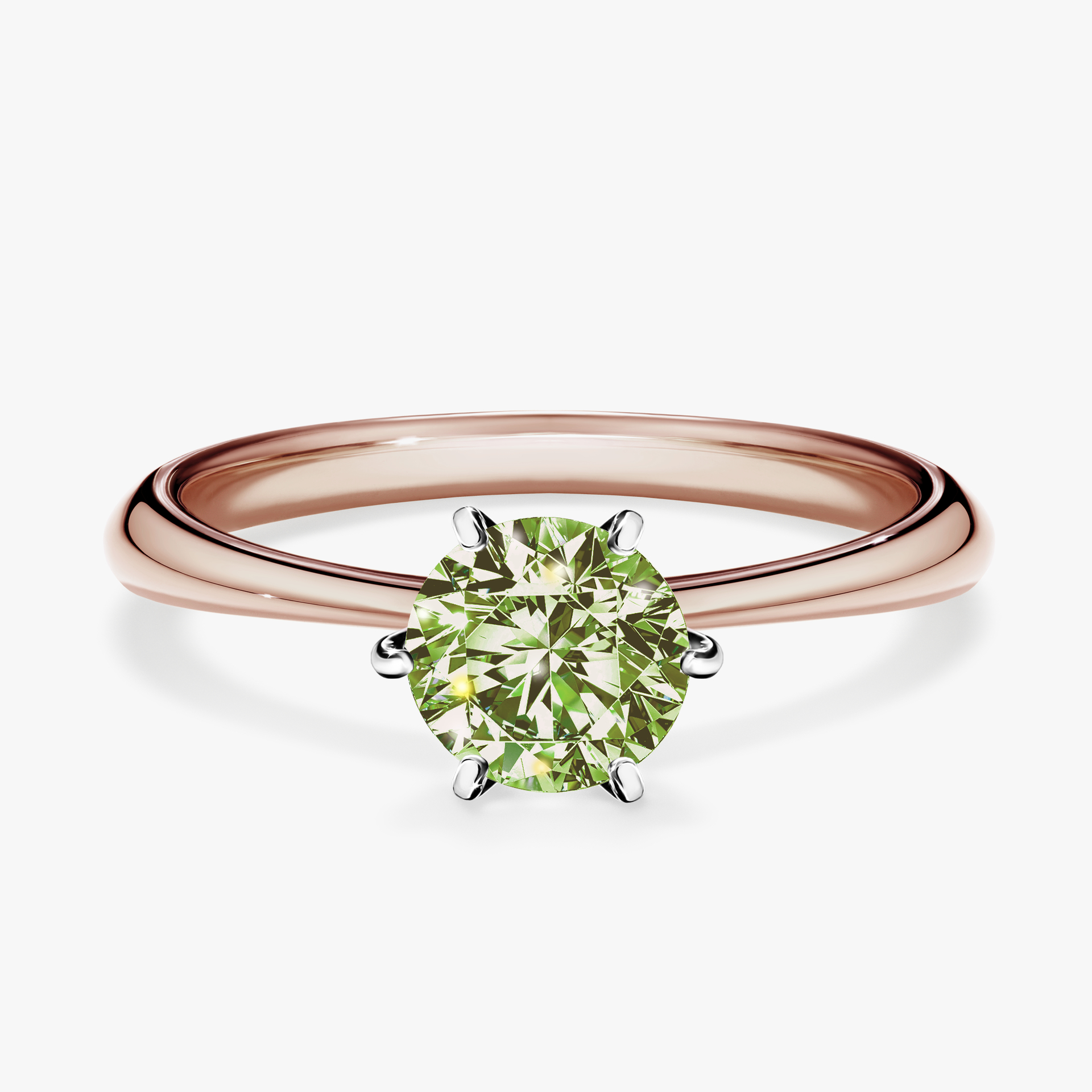 Pierścionek zaręczynowy My Love z różowego złota z jasnym zielonym diamentem 0,80ct