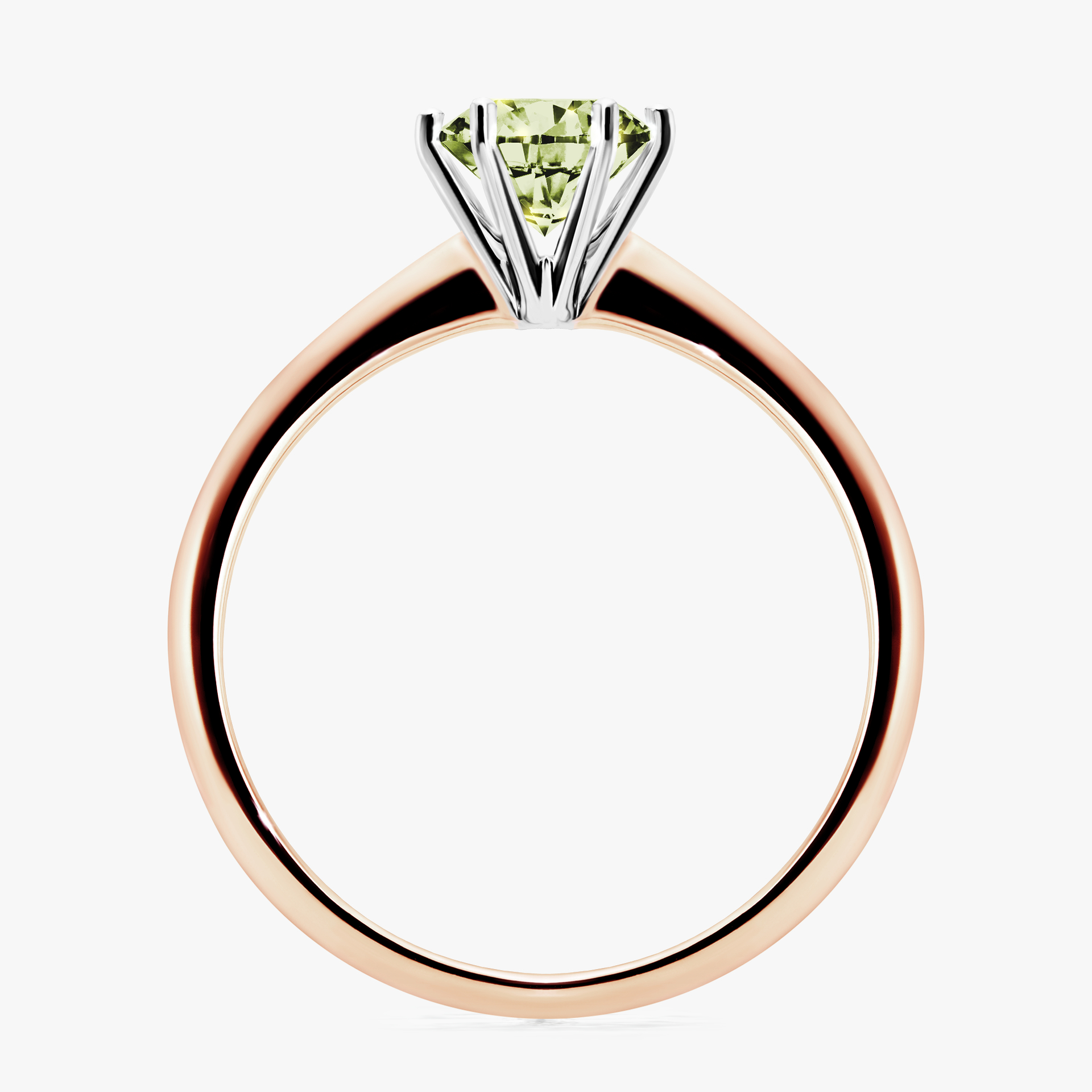 Pierścionek zaręczynowy My Love z różowego złota z jasnym zielonym diamentem 0,80ct