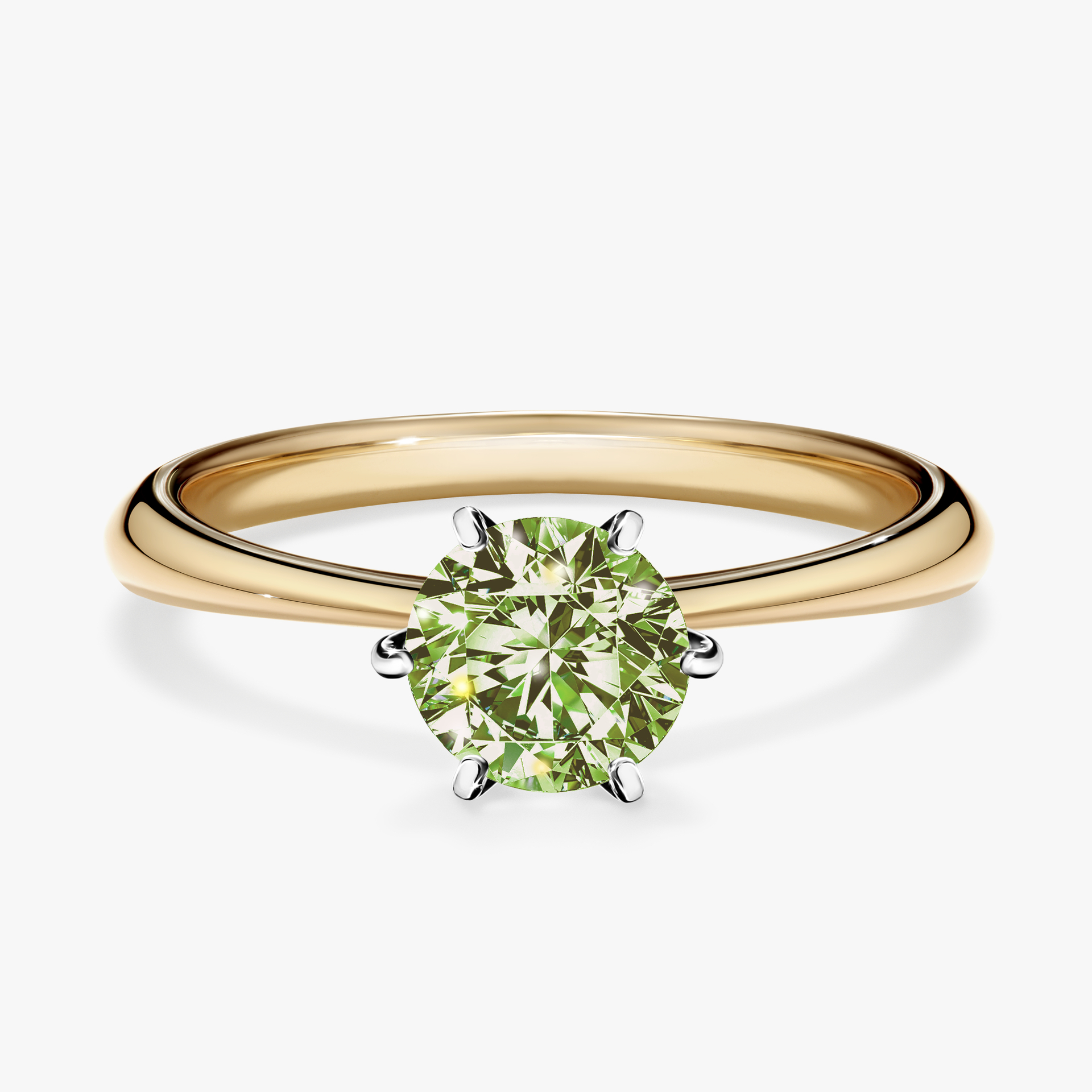 Pierścionek zaręczynowy My Love z żółtego złota z jasnym zielonym diamentem 0,80ct