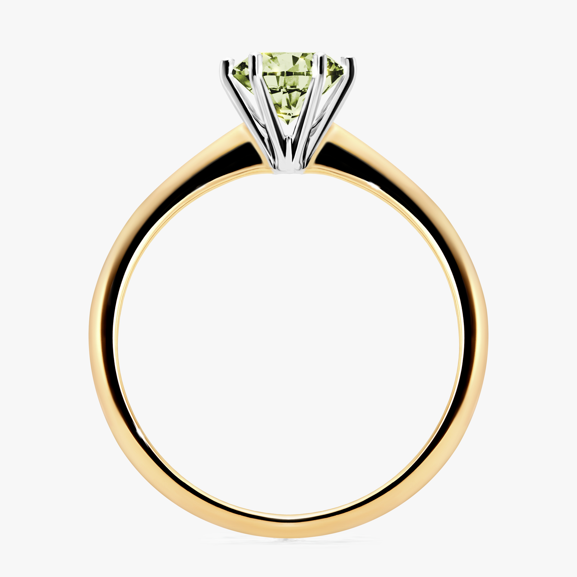 Pierścionek zaręczynowy My Love z żółtego złota z jasnym zielonym diamentem 0,80ct