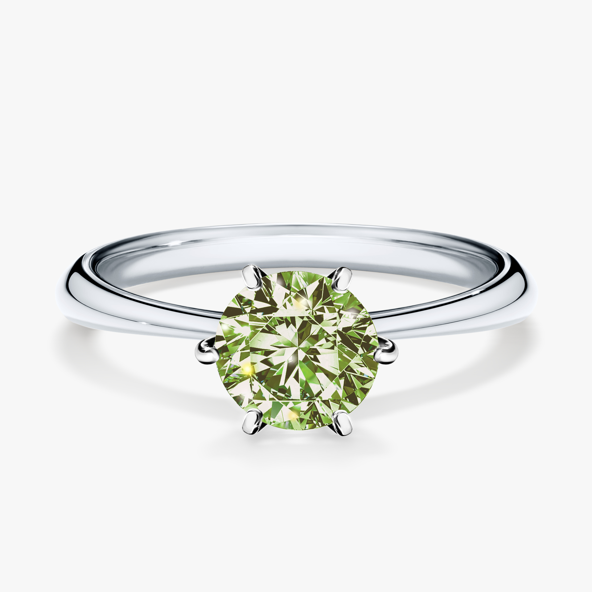 Pierścionek zaręczynowy My Love z białego złota z jasnym zielonym diamentem 1,00ct