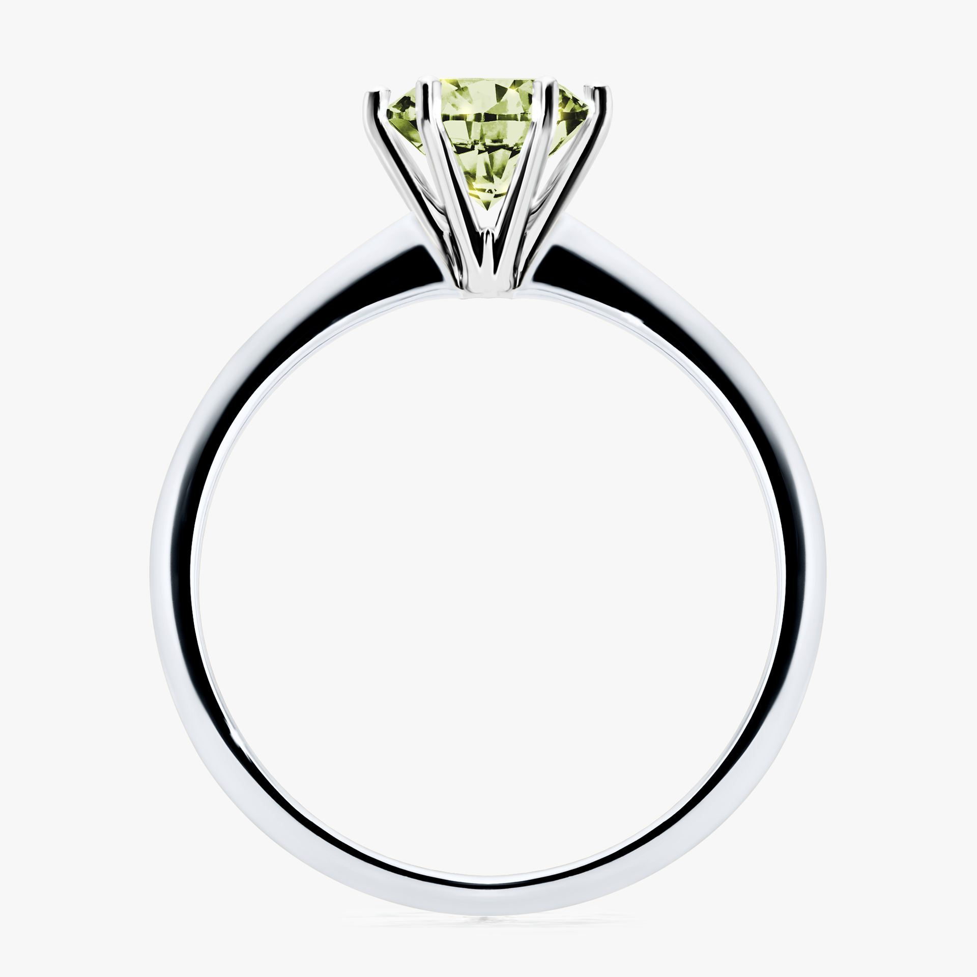 Pierścionek zaręczynowy My Love z białego złota z jasnym zielonym diamentem 1,00ct