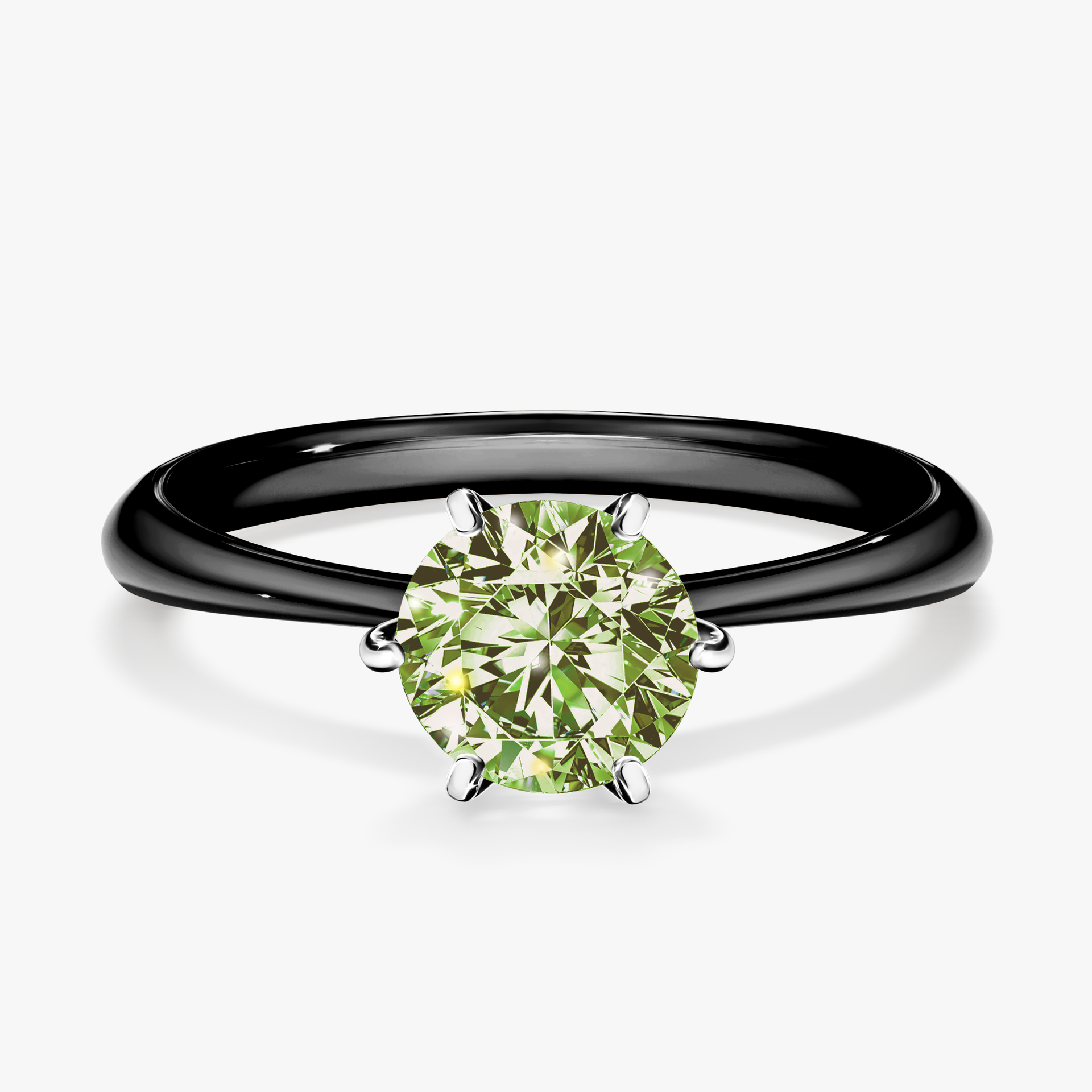 Pierścionek zaręczynowy My Love z czarnego złota z jasnym zielonym diamentem 1,00ct