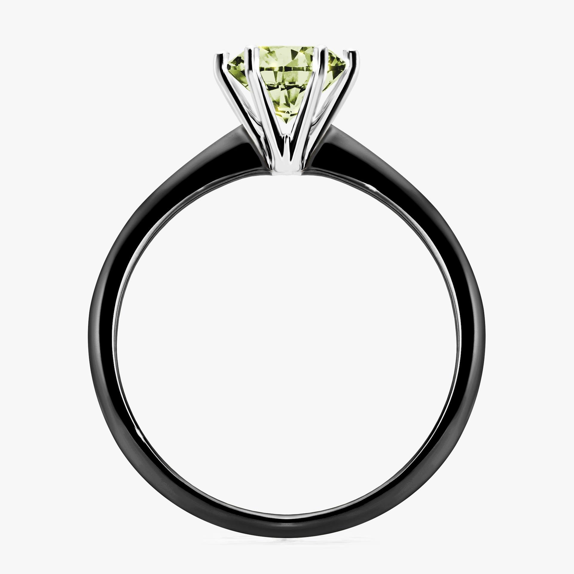 Pierścionek zaręczynowy My Love z czarnego złota z jasnym zielonym diamentem 1,00ct