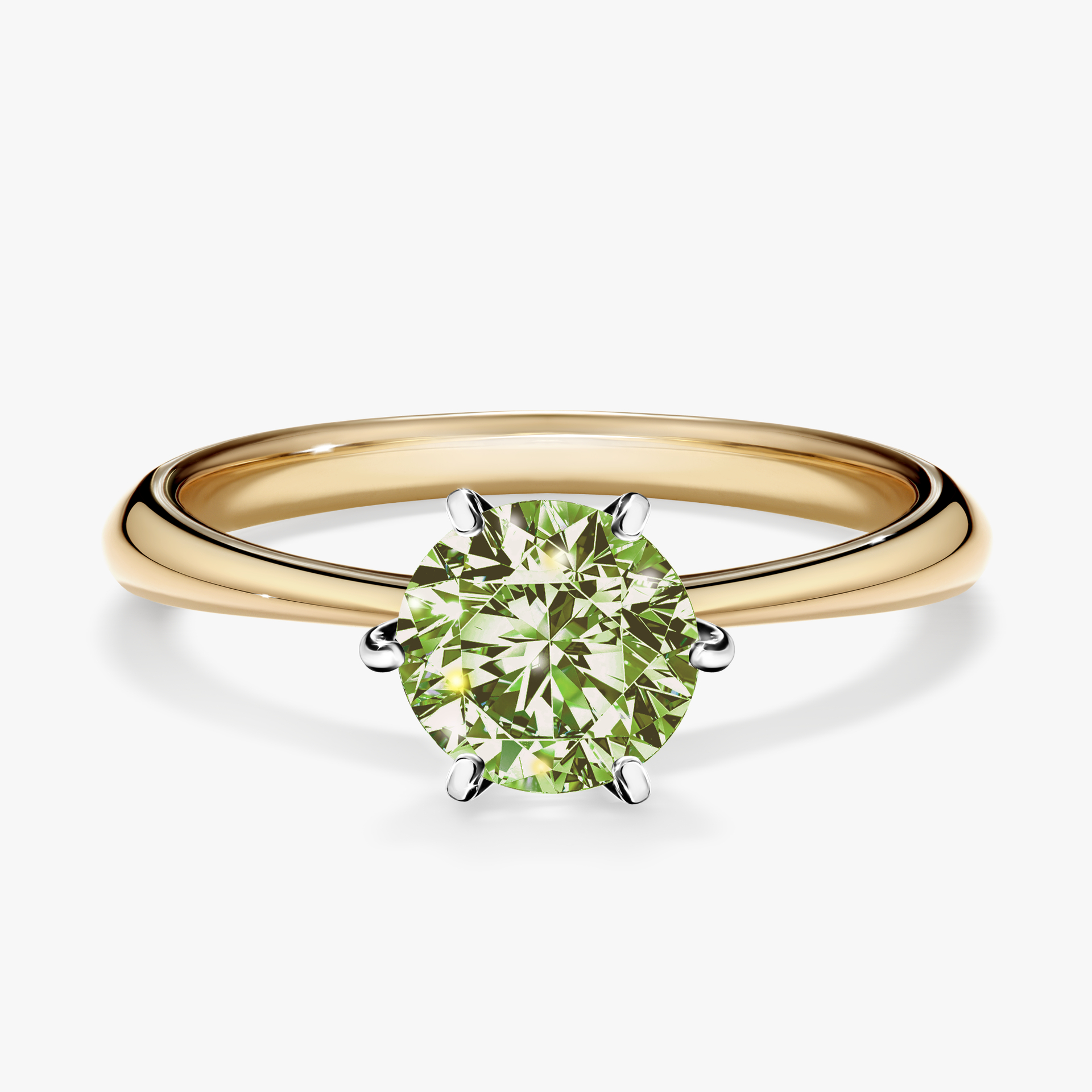 Pierścionek zaręczynowy My Love z żółtego złota z jasnym zielonym diamentem 1,00ct