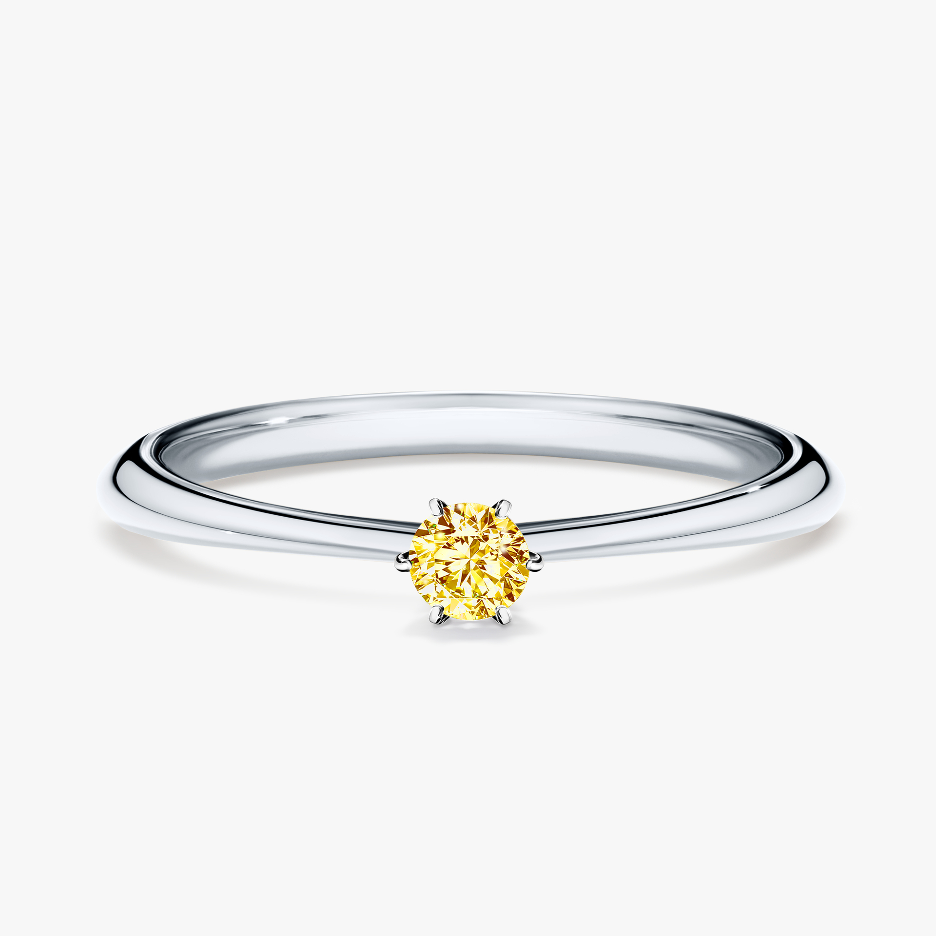 Pierścionek zaręczynowy My Love z białego złota z żółtym diamentem 0,10ct