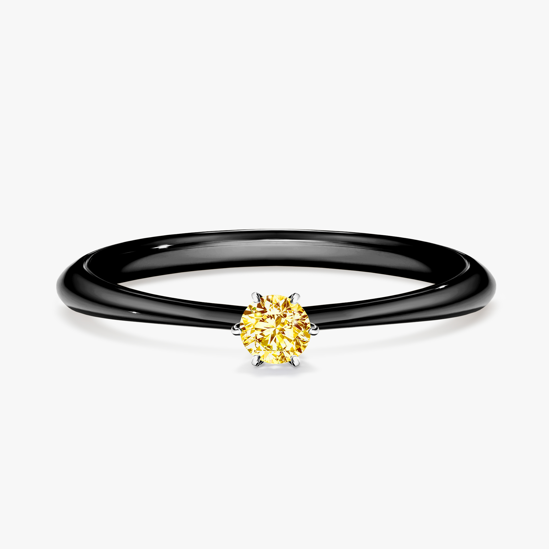 Pierścionek zaręczynowy My Love z czarnego złota z żółtym diamentem 0,10ct
