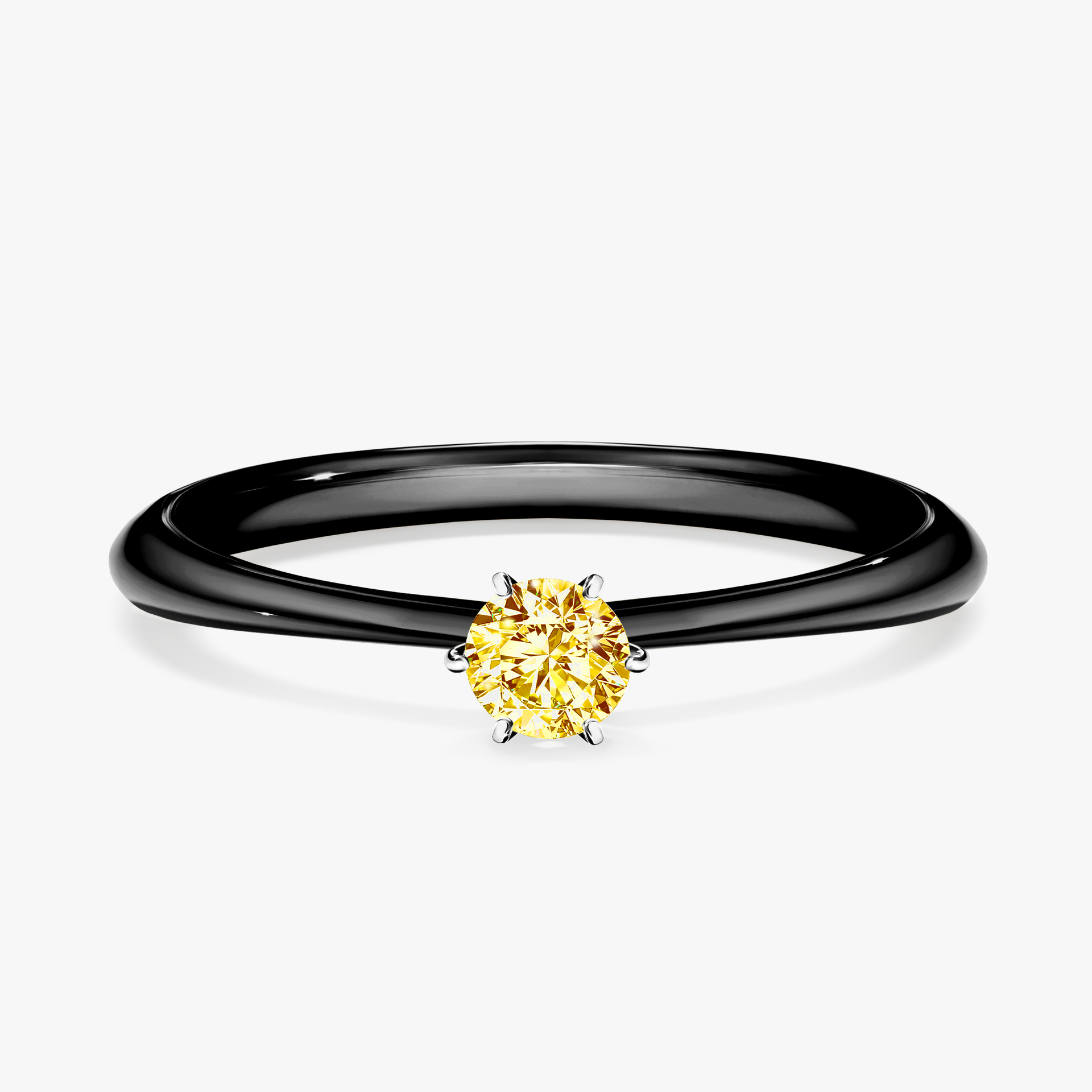 Pierścionek zaręczynowy My Love z czarnego złota z żółtym diamentem 0,17ct